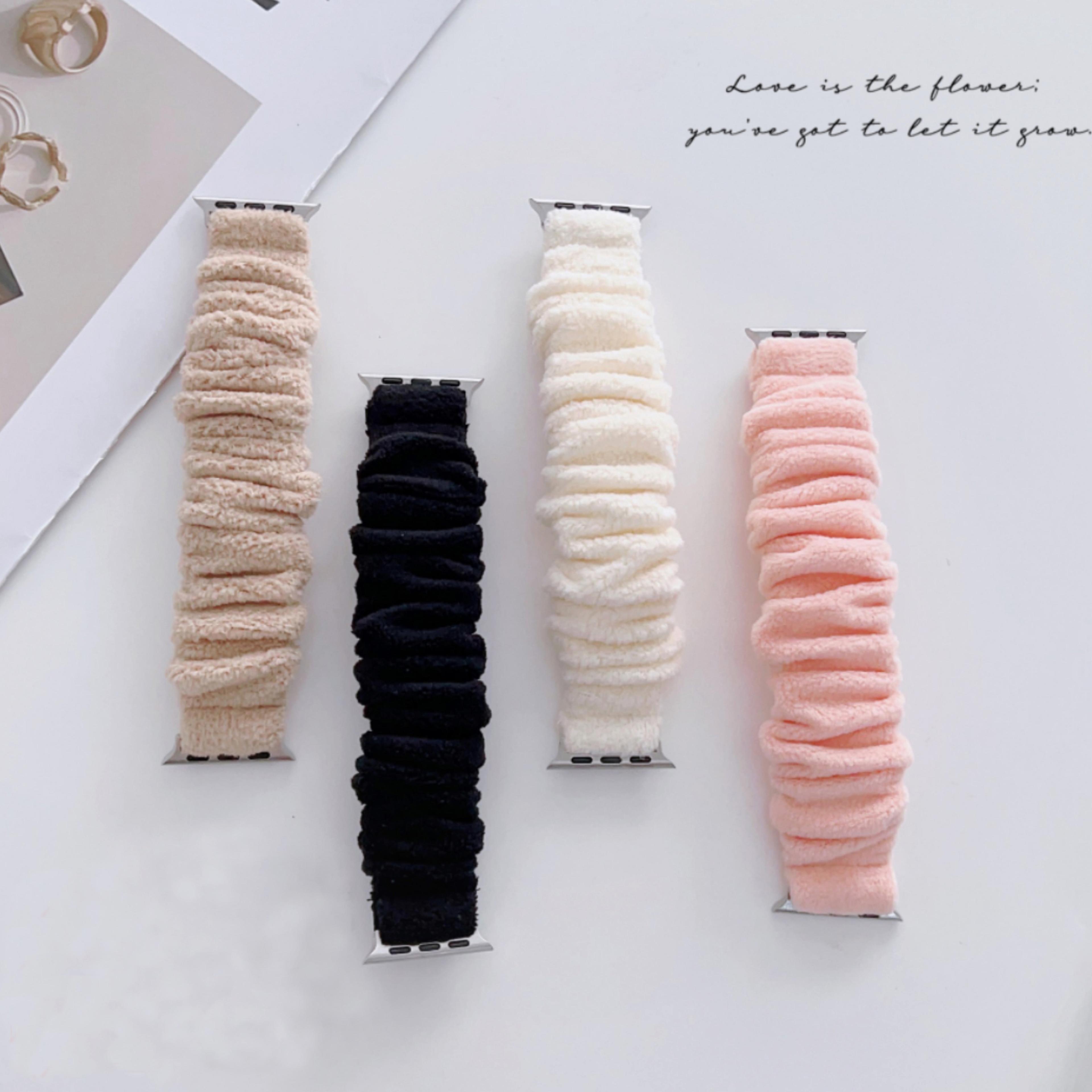 fluffy plush apple watch band soft fuzzy replacement watch strap for women