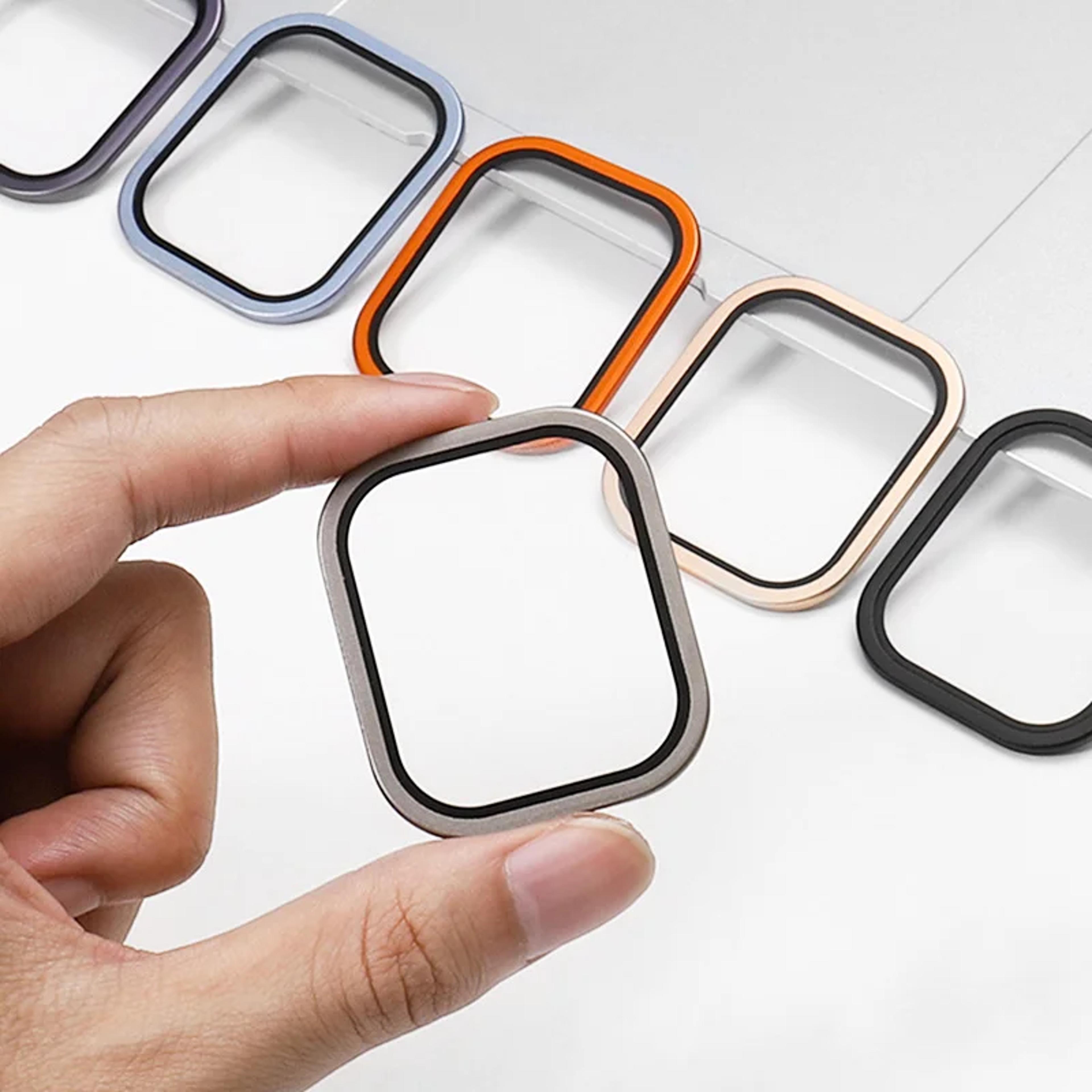 apple watch ultra 49mm tempered glass screen protector with metal bumper