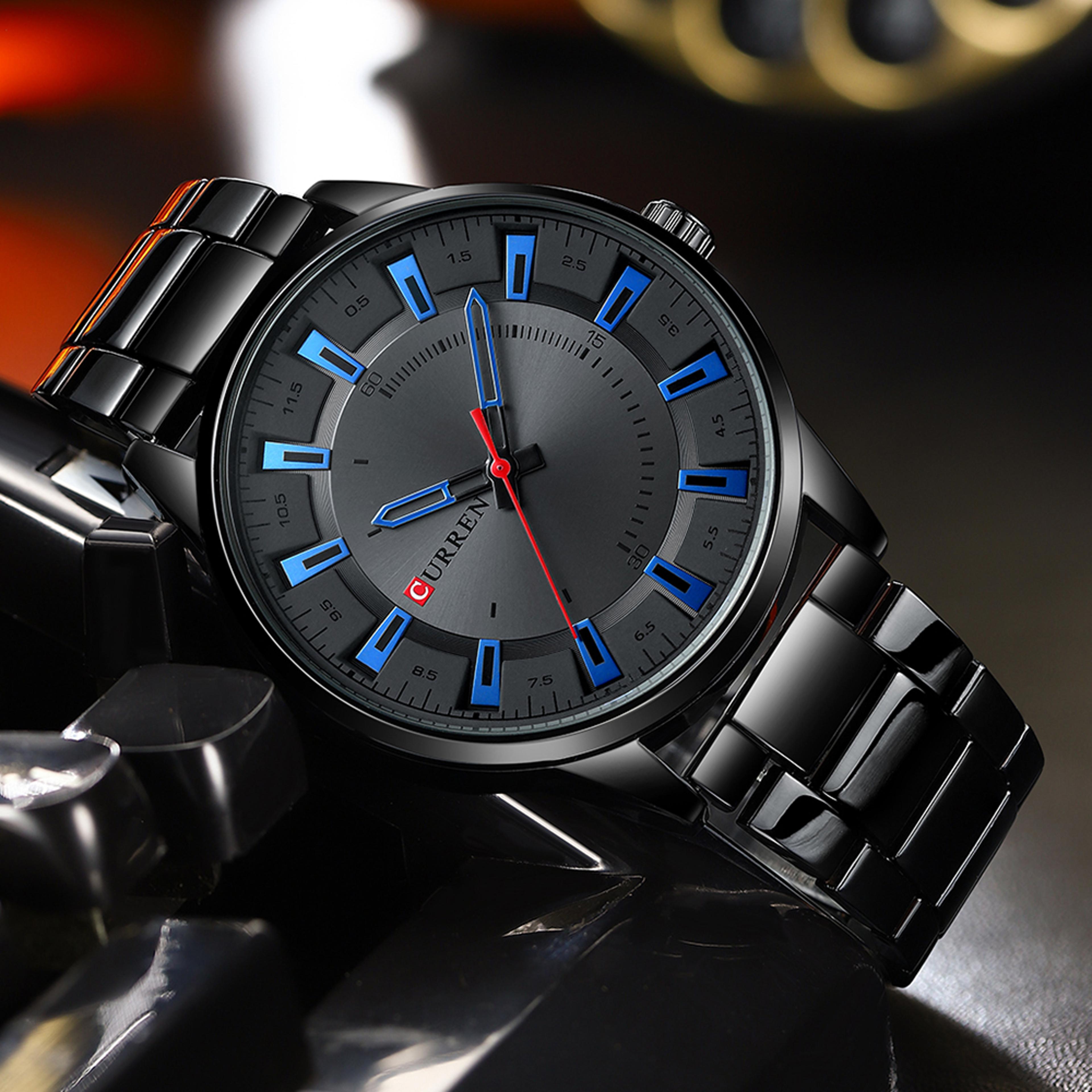 mens stainless steel quartz watch large dial business wristwatch
