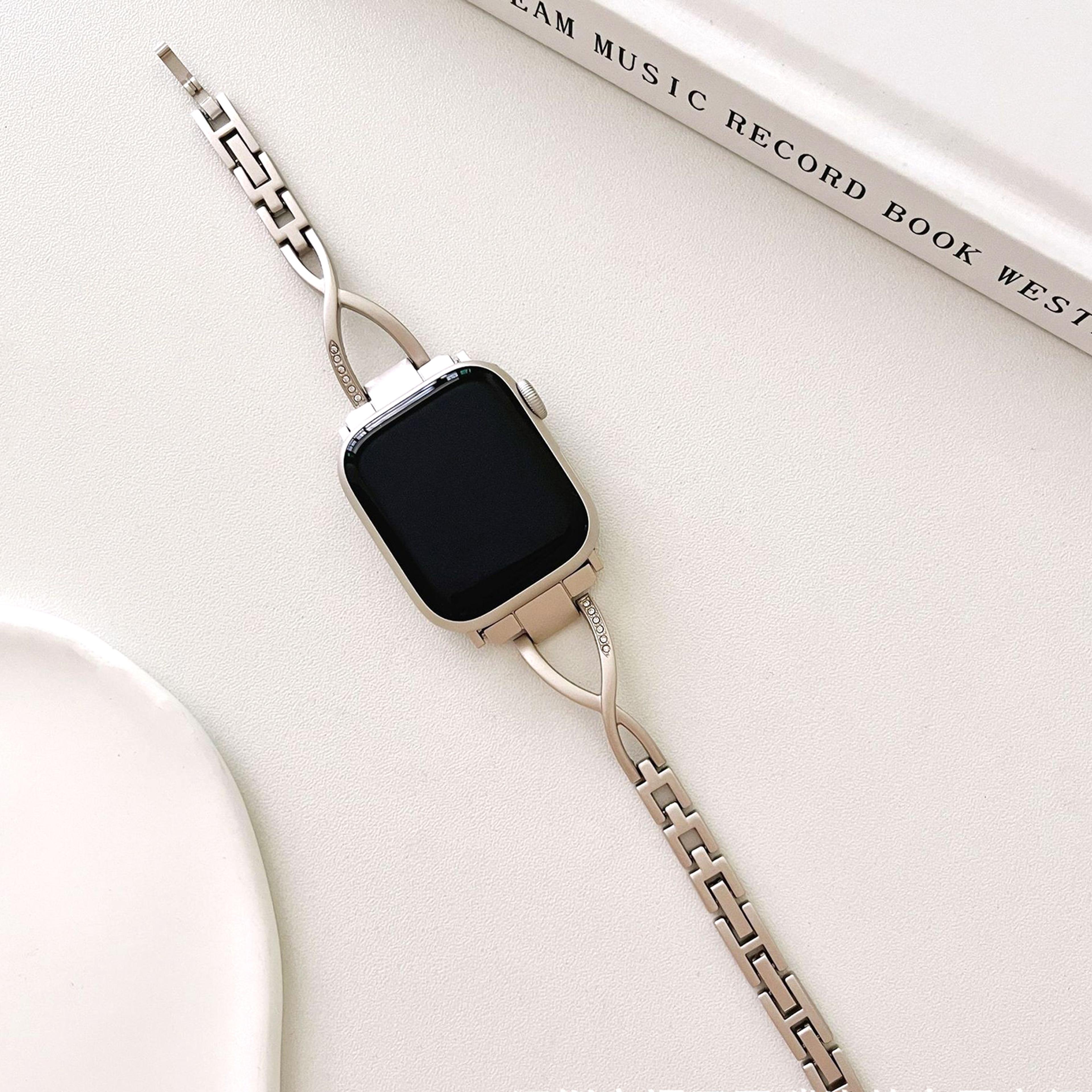 sparkling diamond apple watch band luxury metal bracelet for women