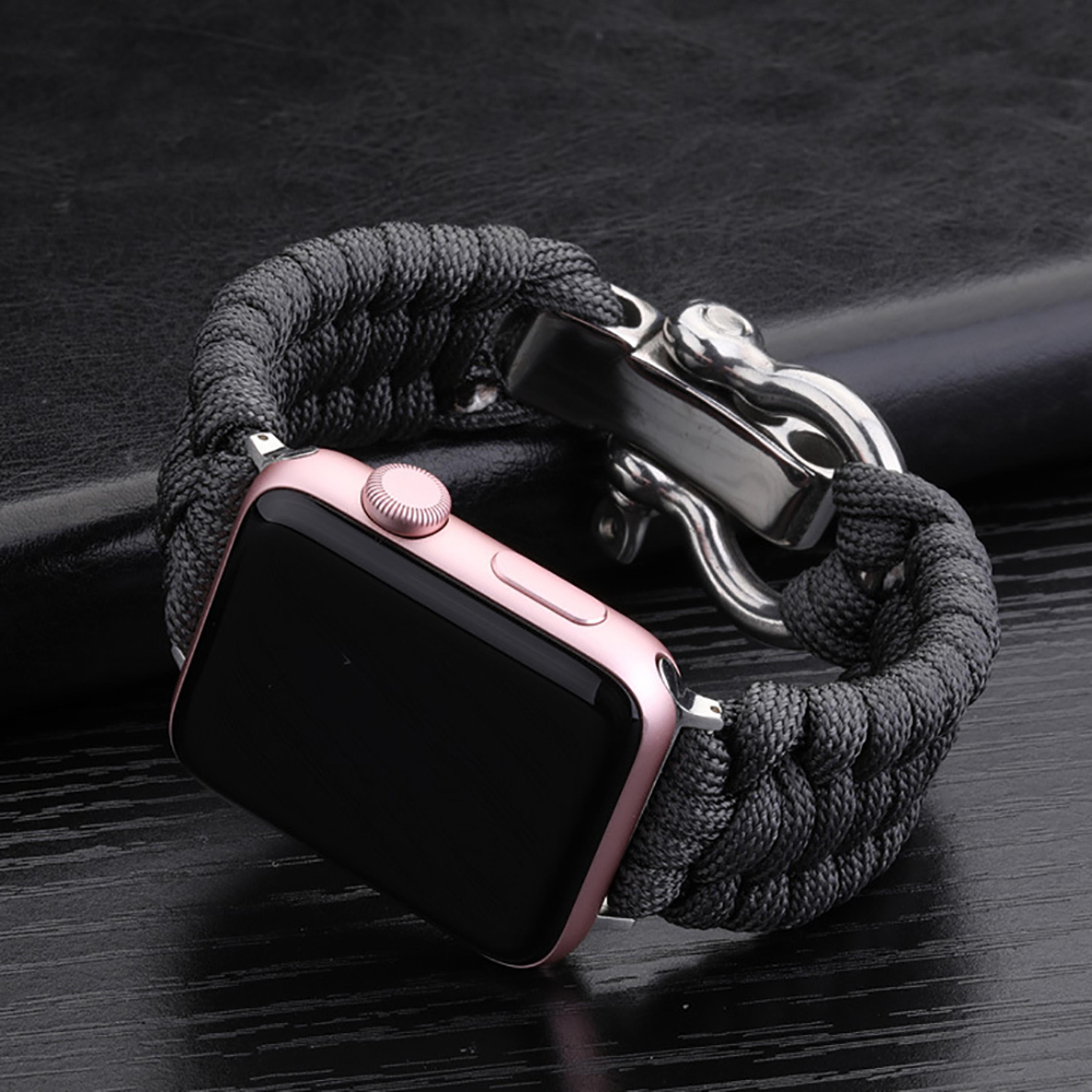 rugged rope sport strap for apple watch outdoor survival band