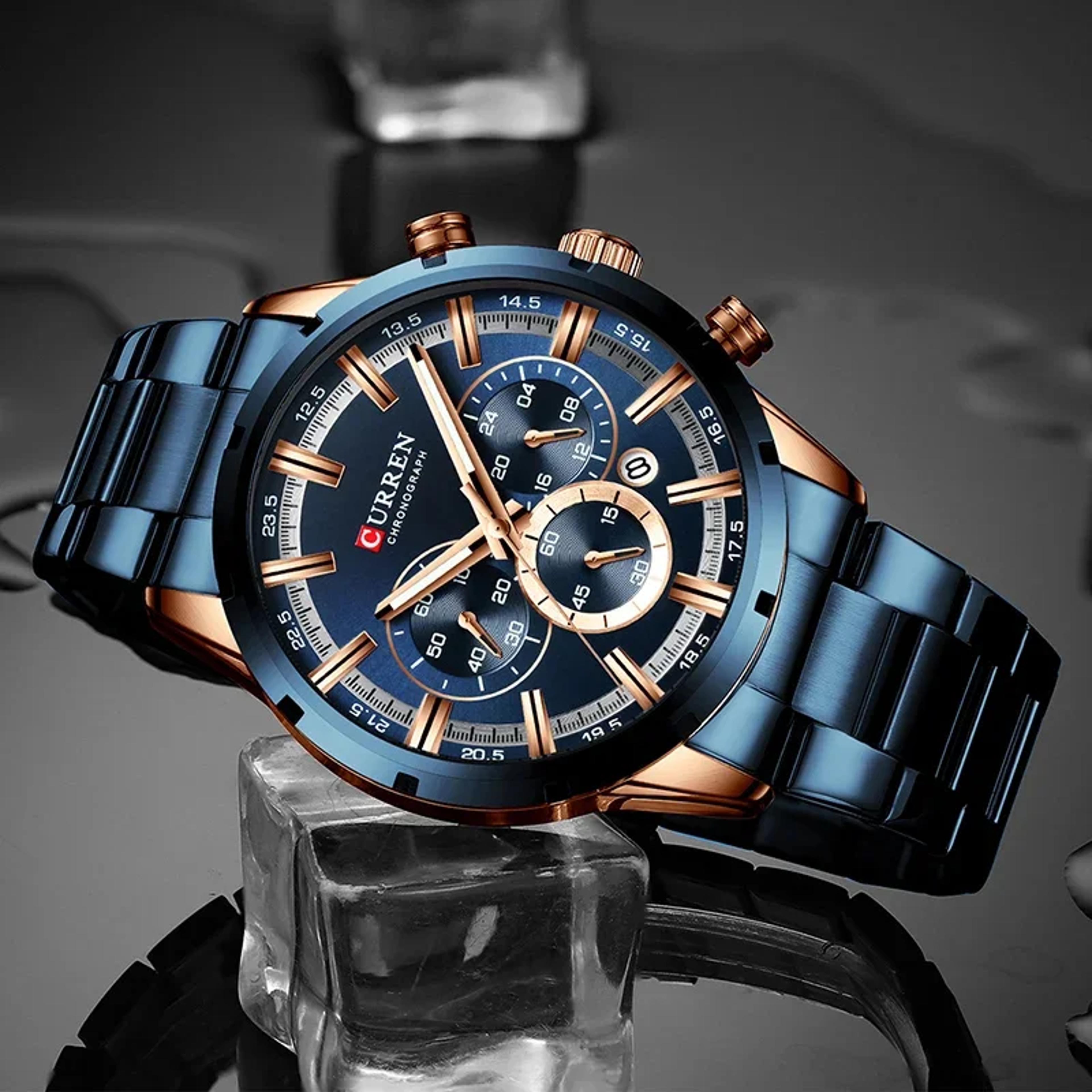 multifunction waterproof watch stainless steel business calendar wristwatch