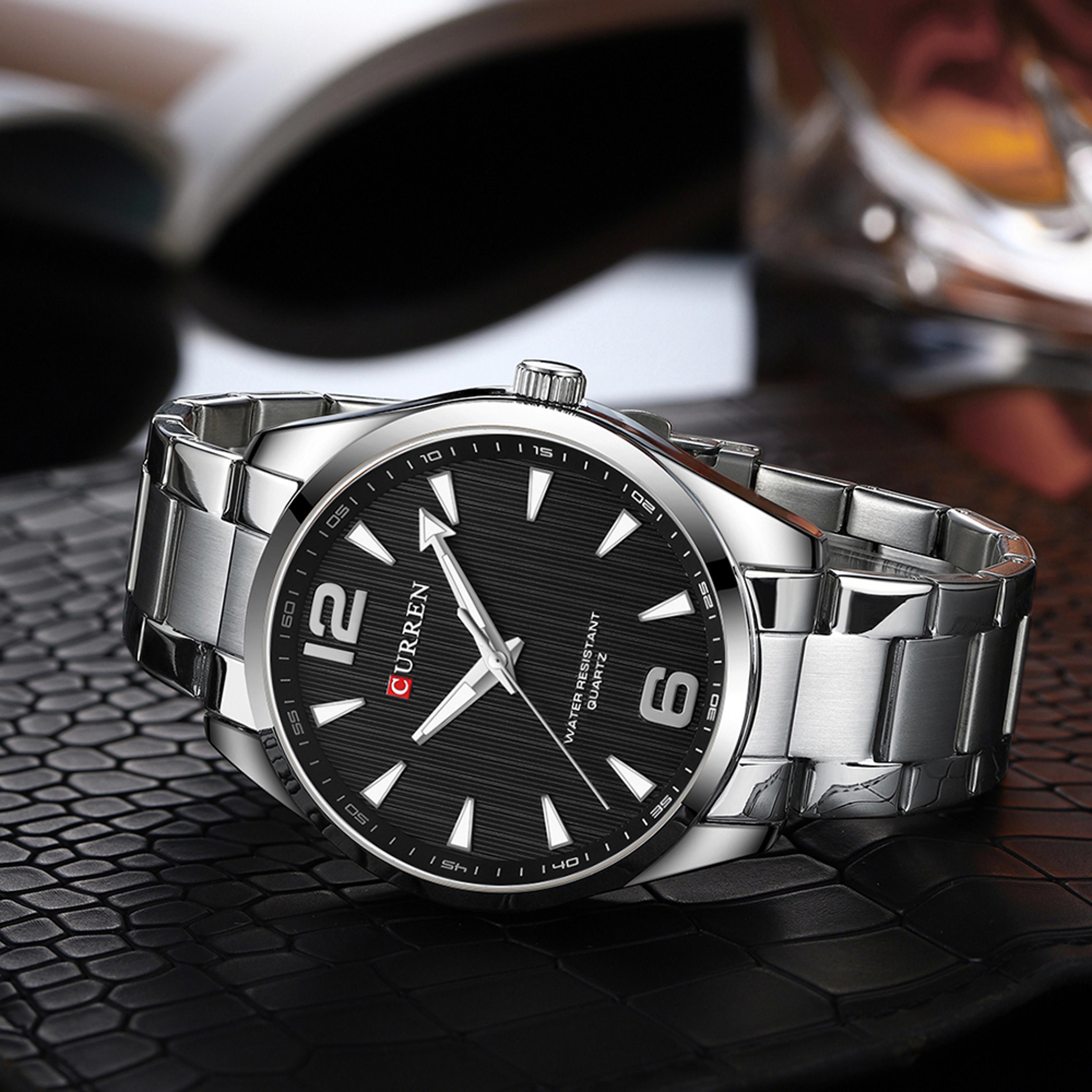 mens large dial waterproof quartz watch stainless steel business wristwatch