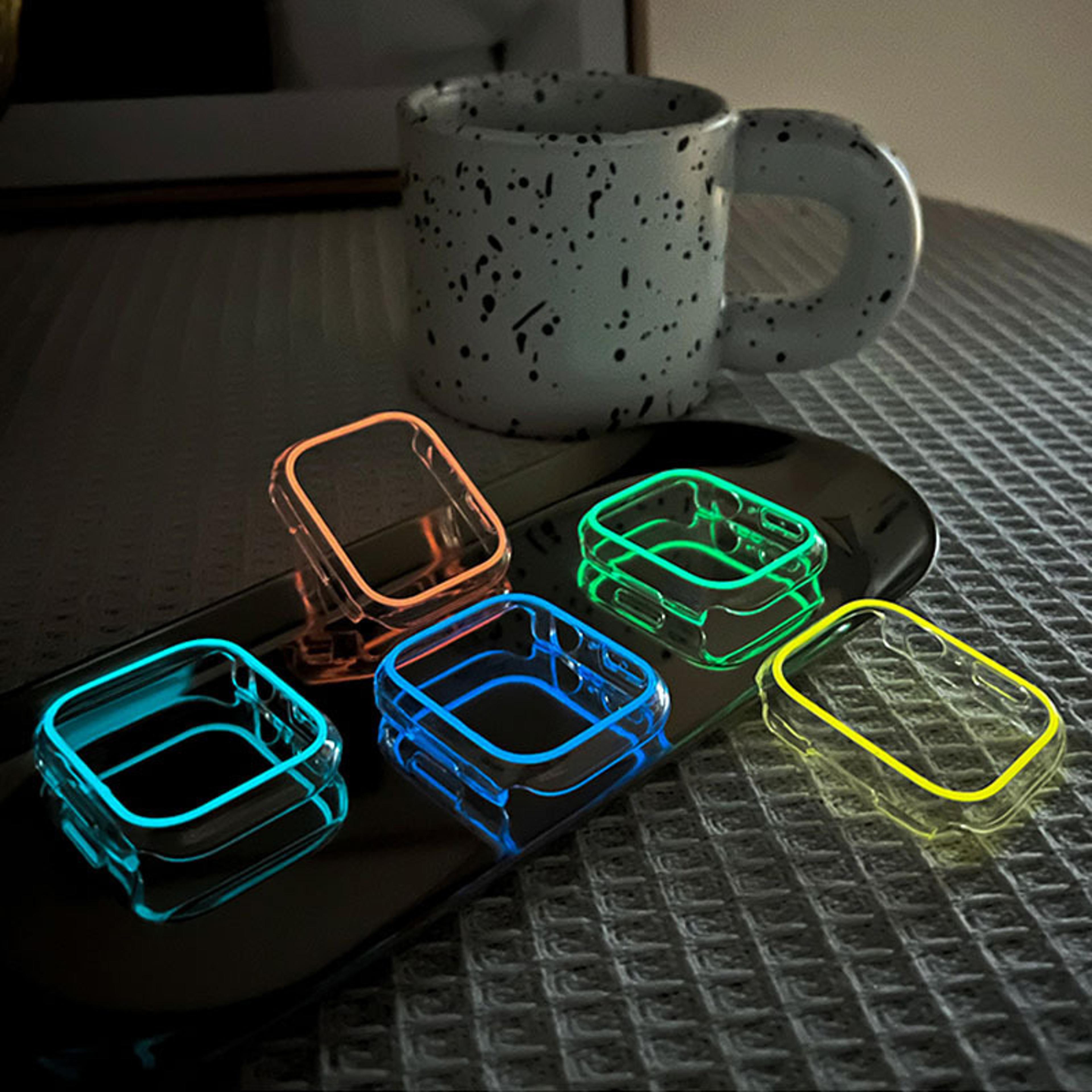 luminous transparent apple watch case hard shell protective cover