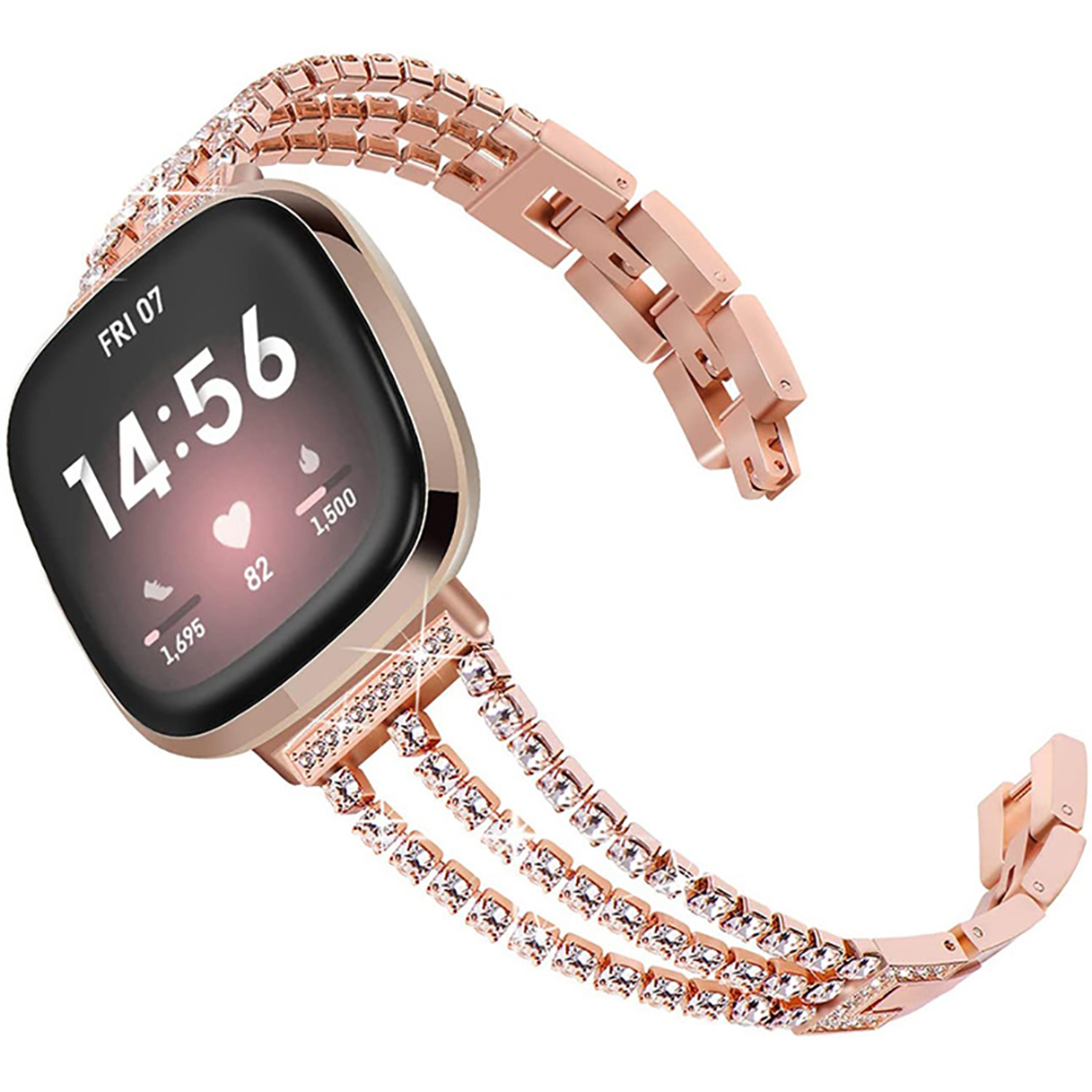 diamond metal band for fitbit versa 3 and fitbit sense elegant replacement watch strap