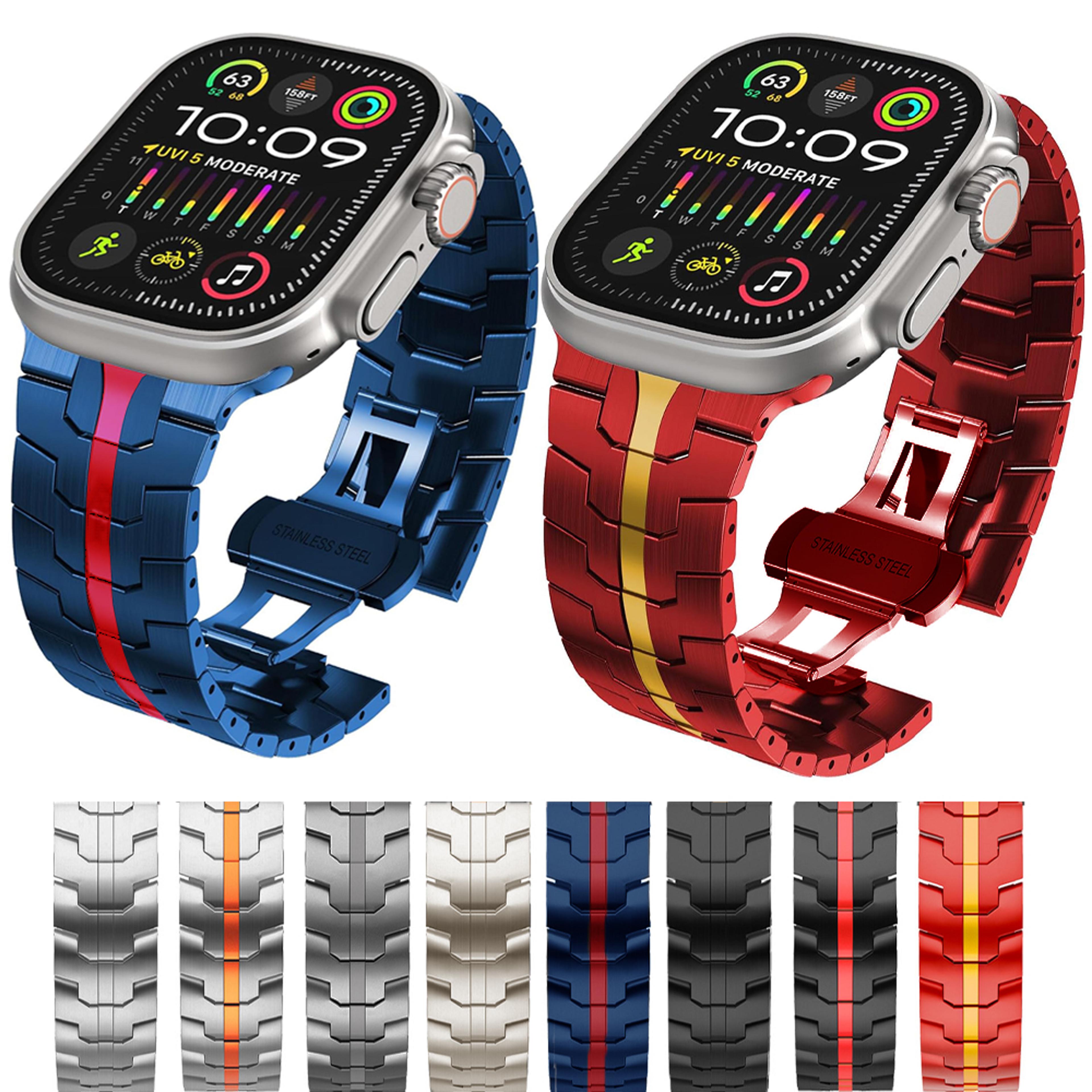iron man stainless steel apple watch band adjustable metal bracelet strap
