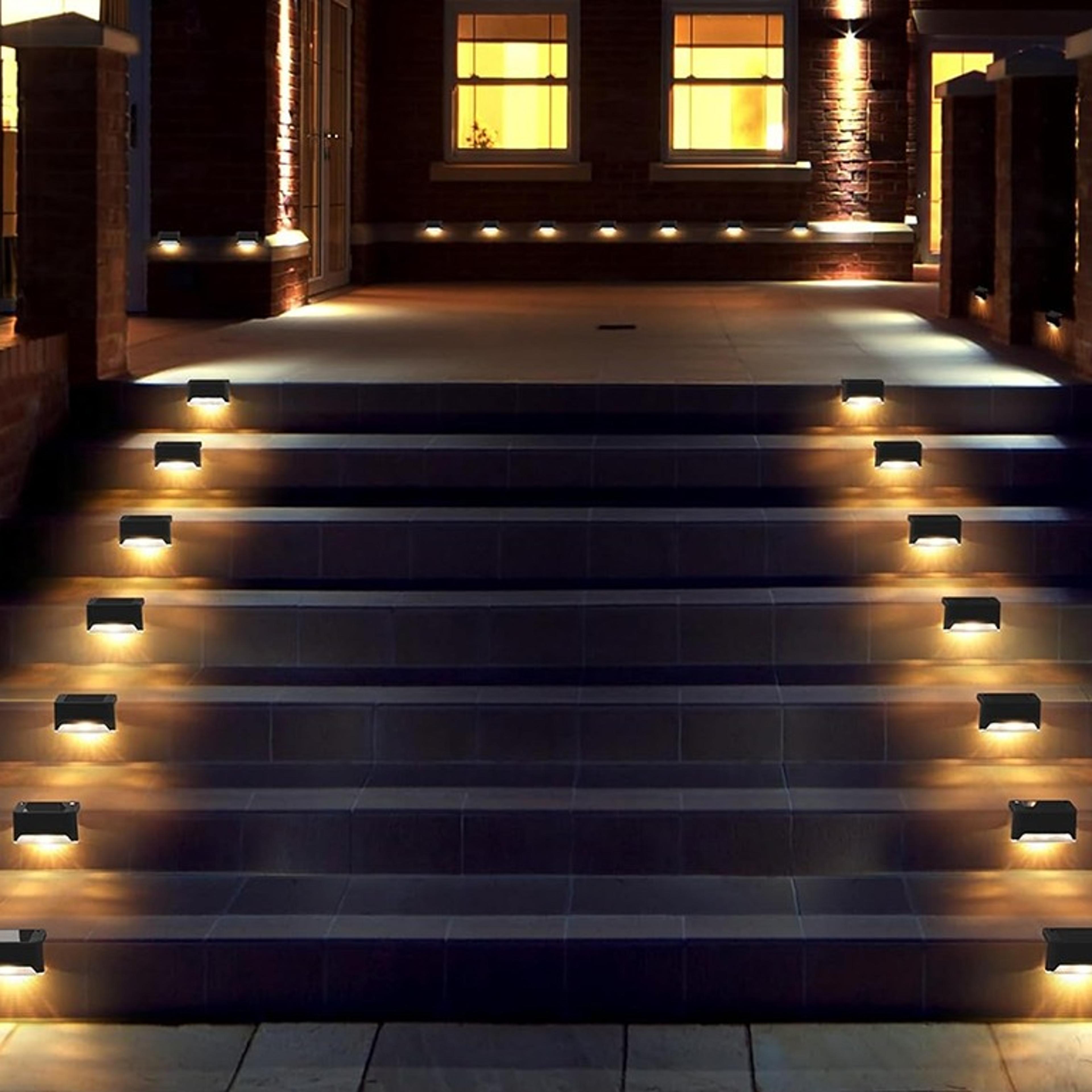 warm white solar step lights waterproof led outdoor stair and garden lights