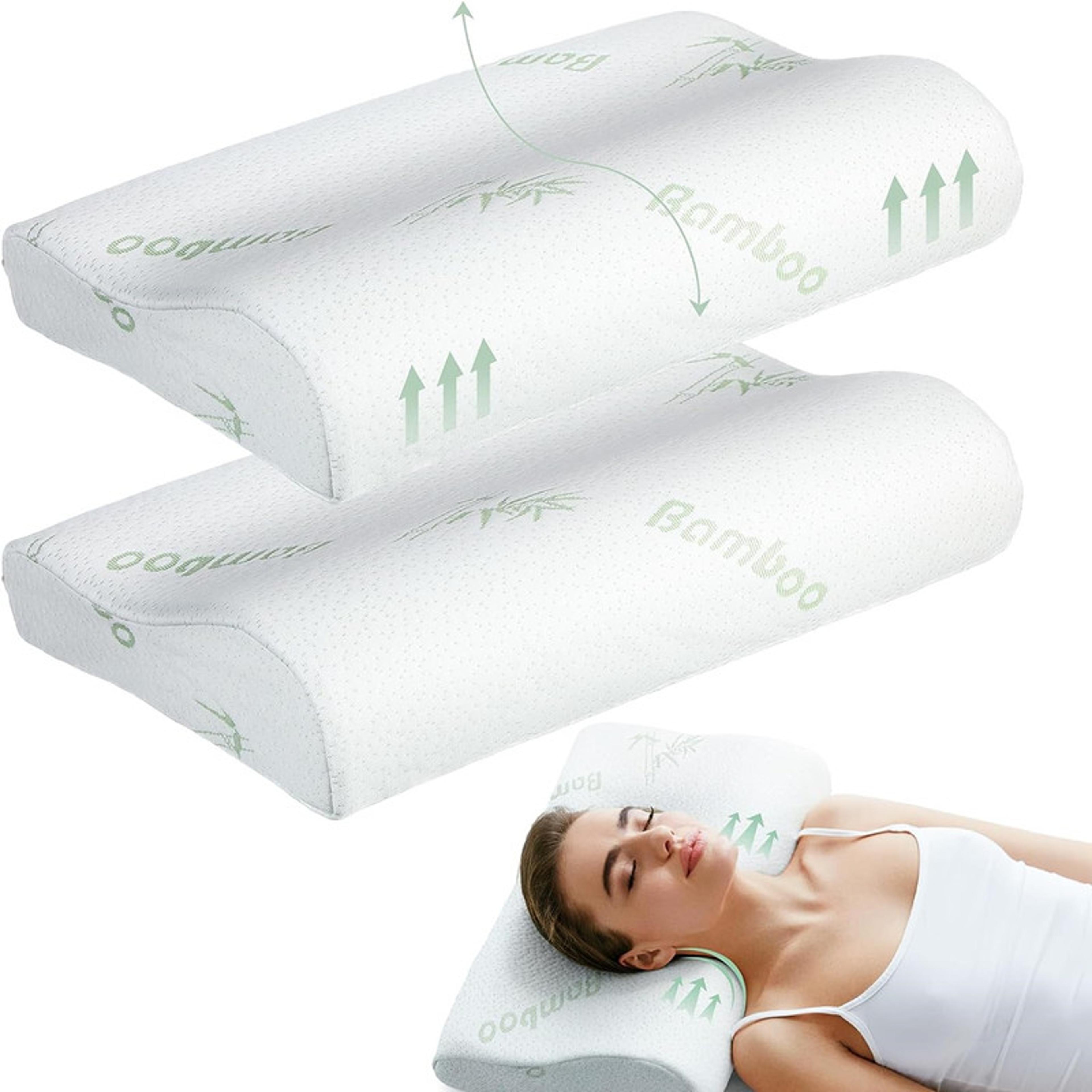 bamboo memory foam pillow ergonomic neck support pillow with removable cover