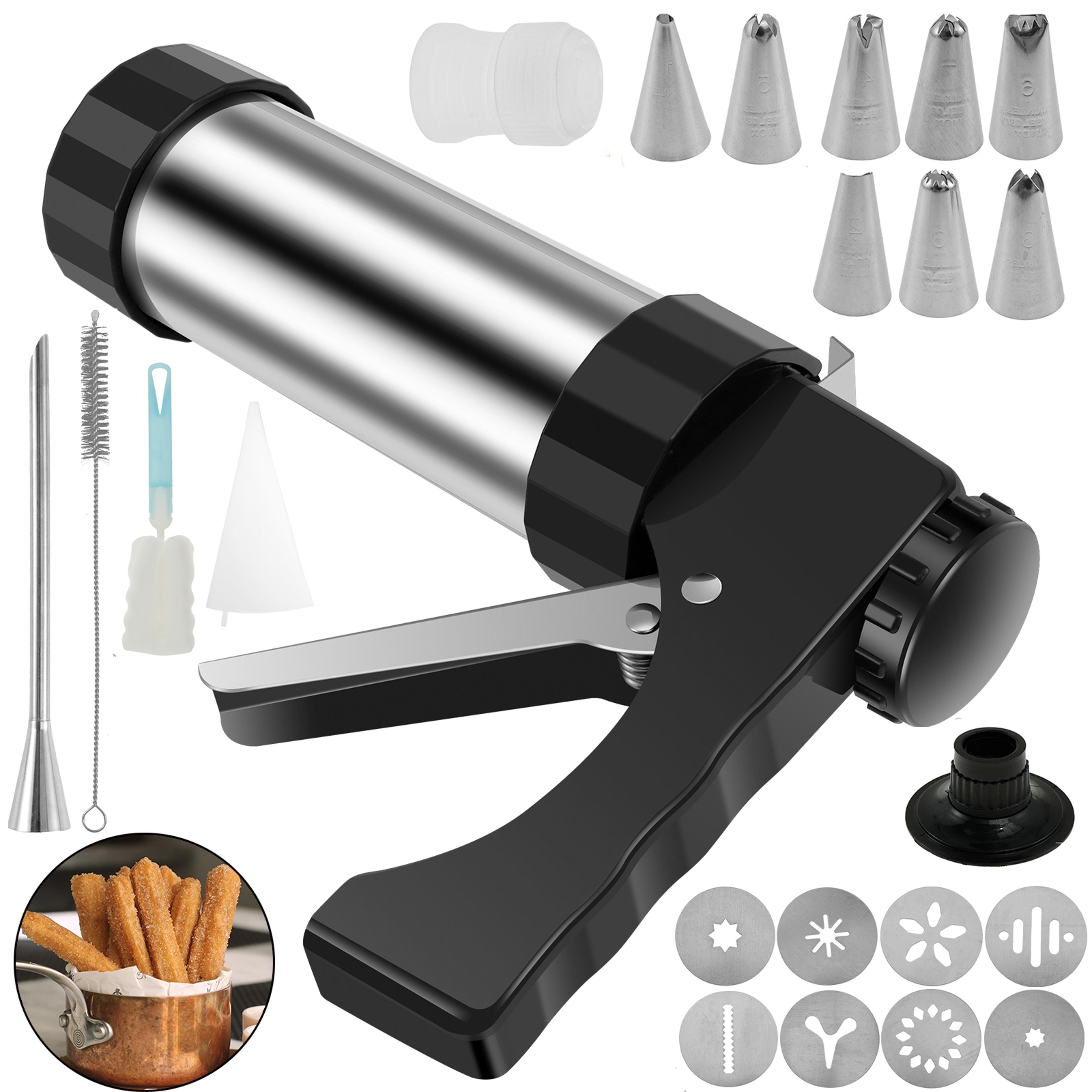 stainless steel churro maker cookie press gun baking decorating kit