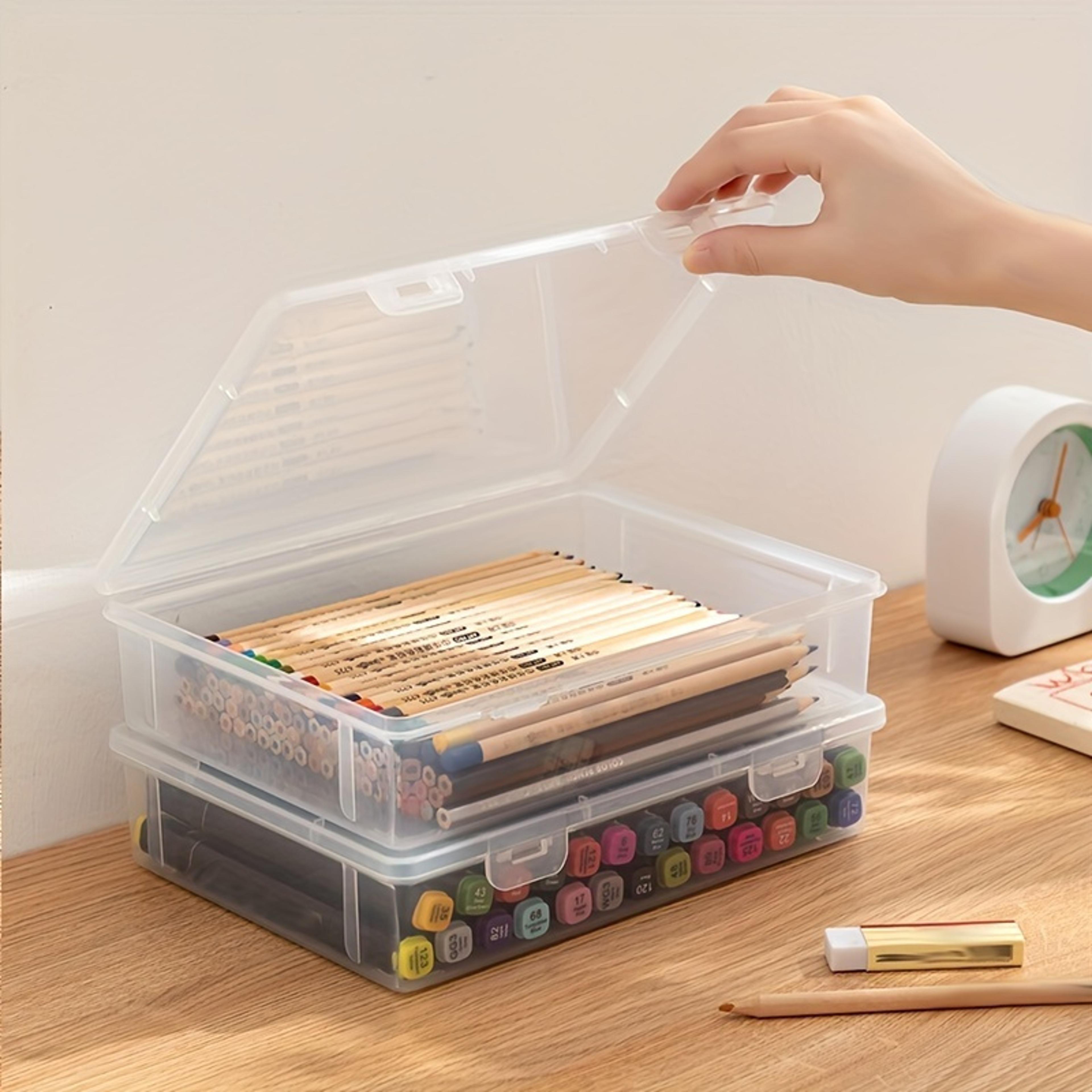 large capacity transparent pencil case art supply storage box