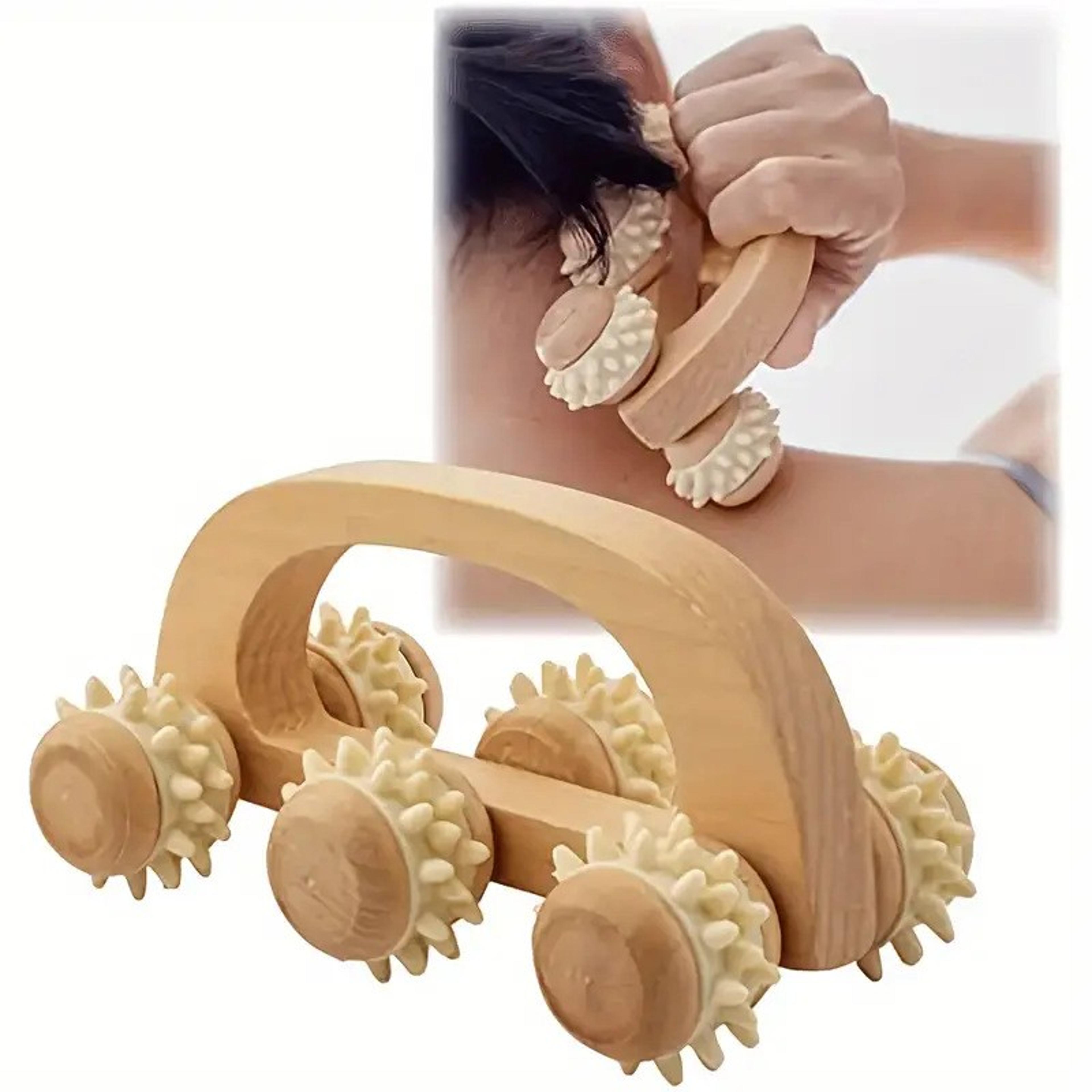 wooden massage roller deep tissue muscle massager for neck back and legs