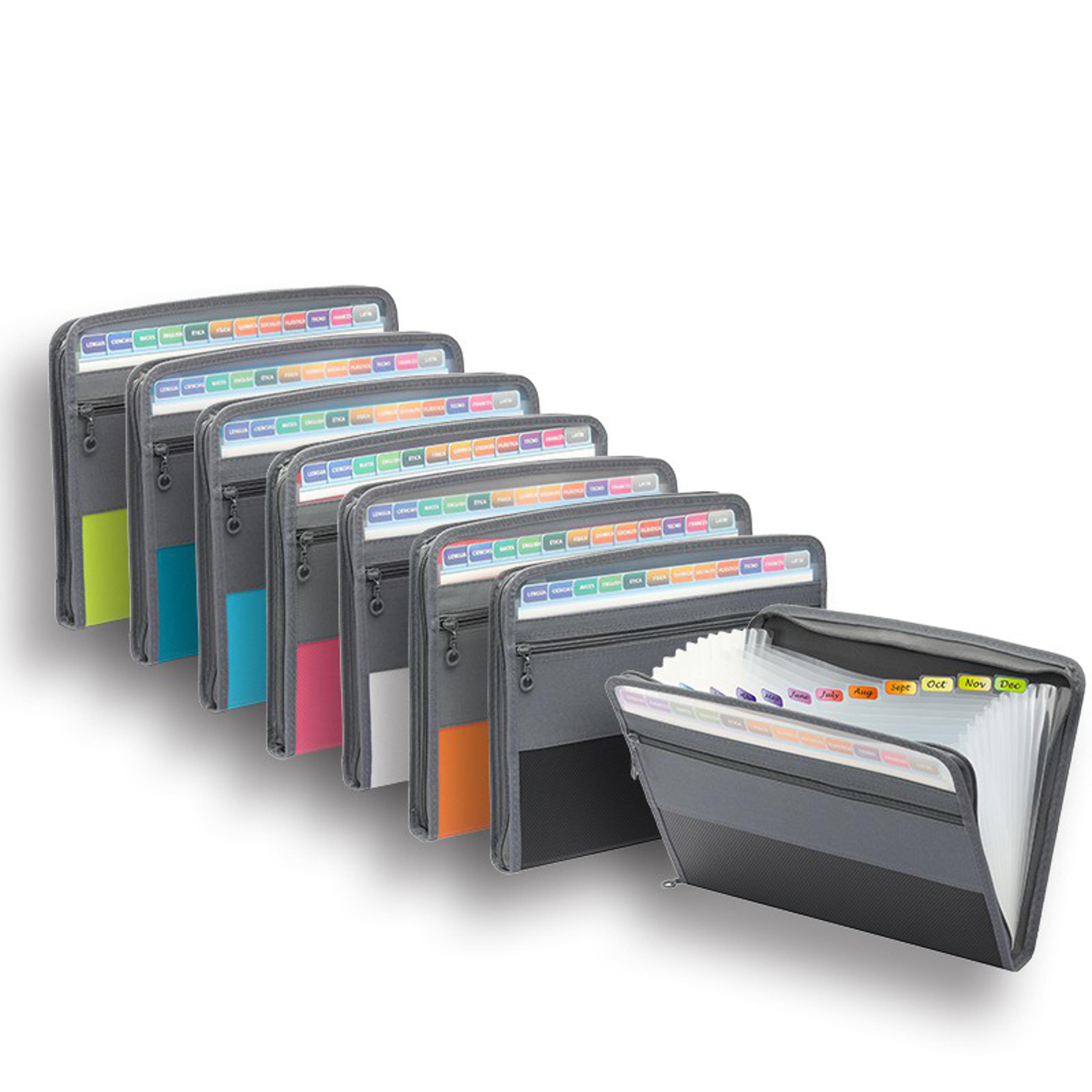 pocket accordion file organizer with zipper and front pencil pouch
