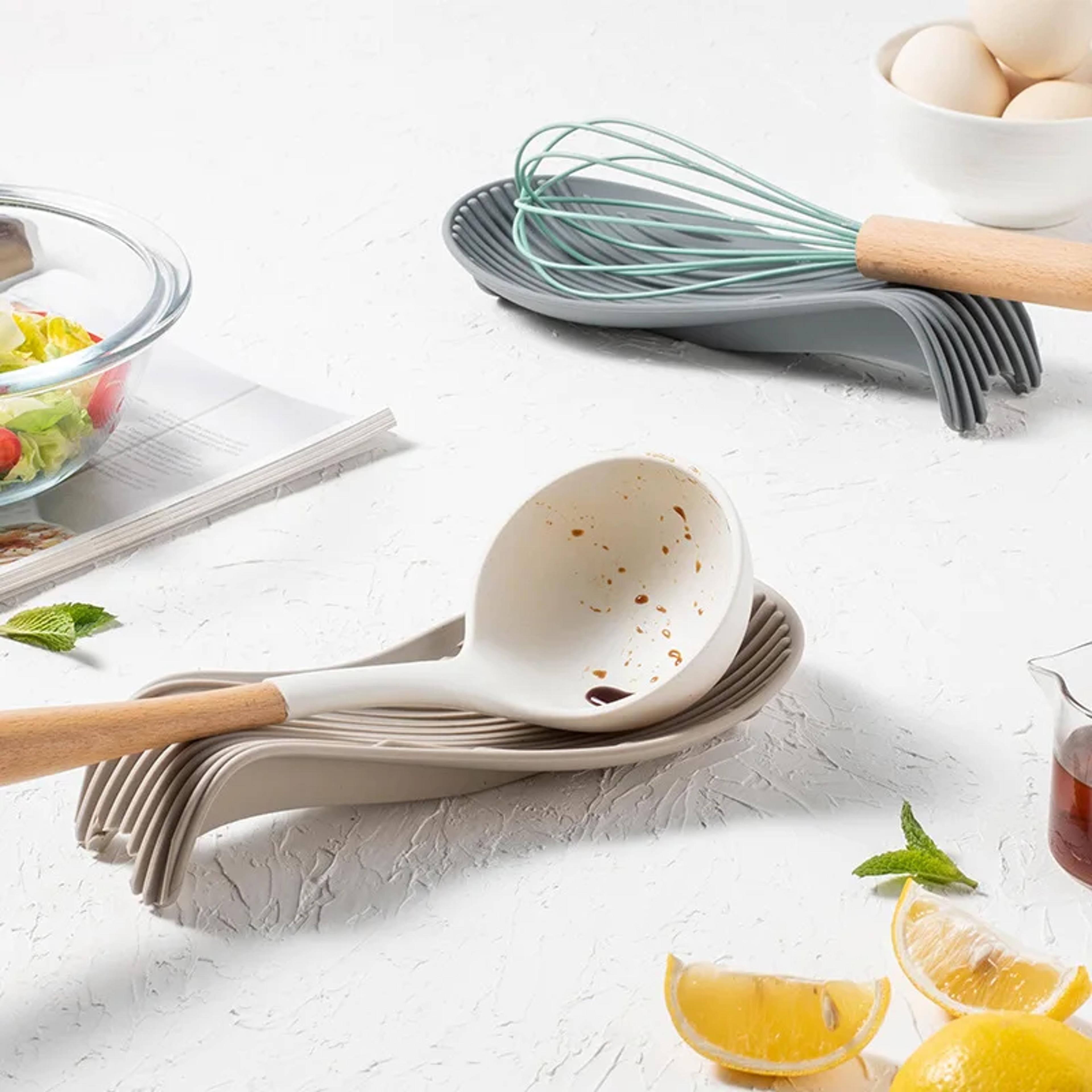 silicone spoon rest heat resistant utensil holder for clean kitchen counters