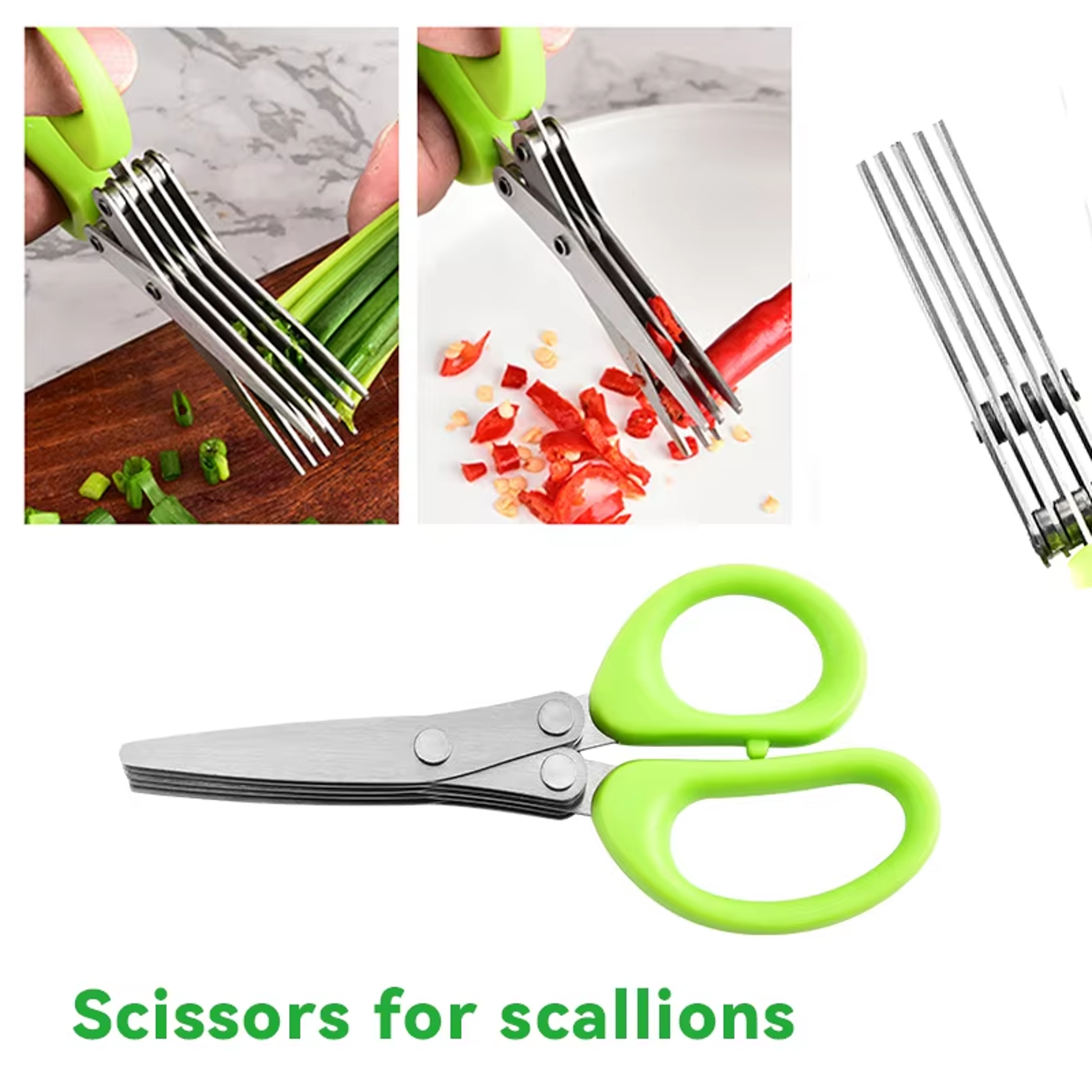 blade herb scissors stainless steel kitchen & scallion cutter