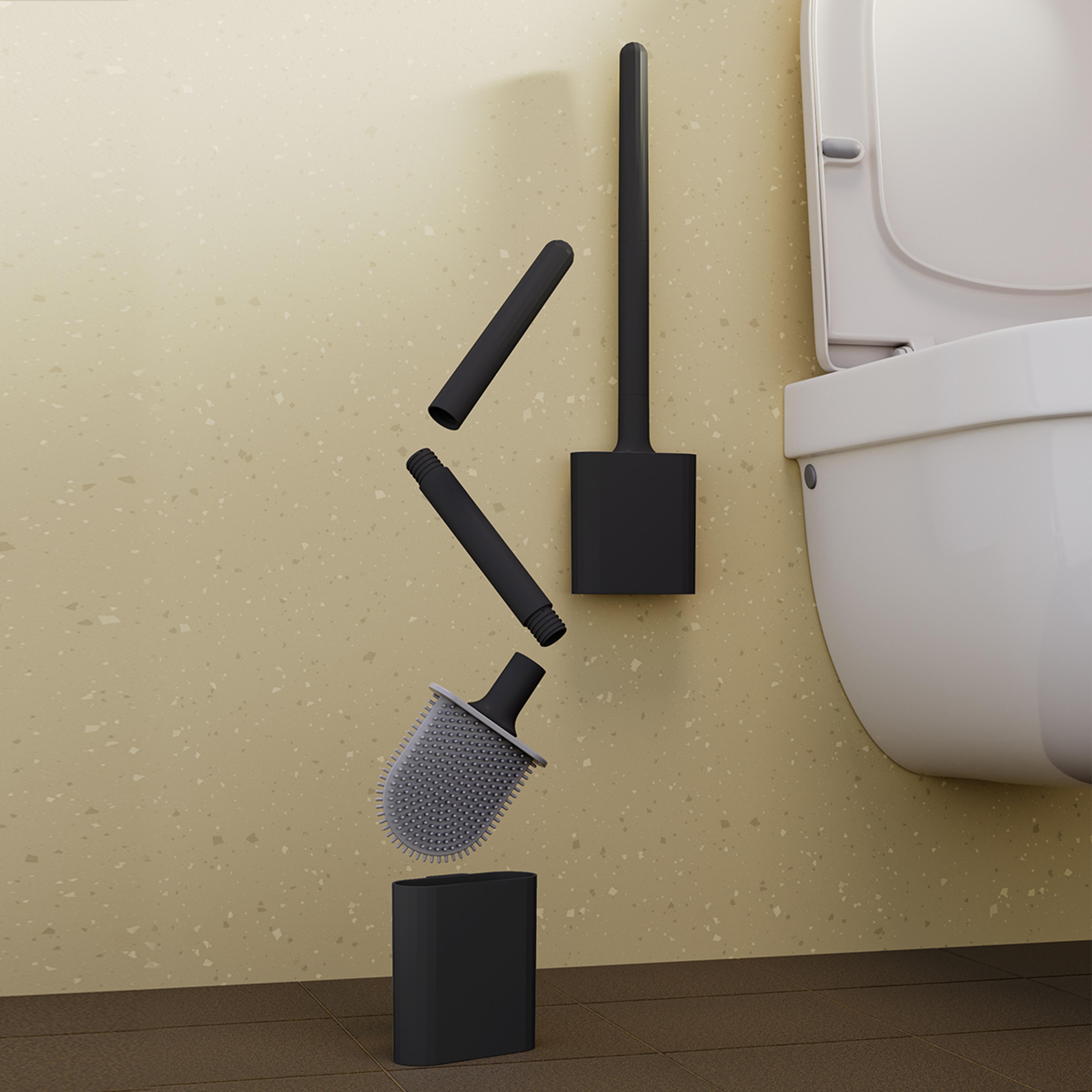 wall mounted silicone toilet brush & flexible flat head