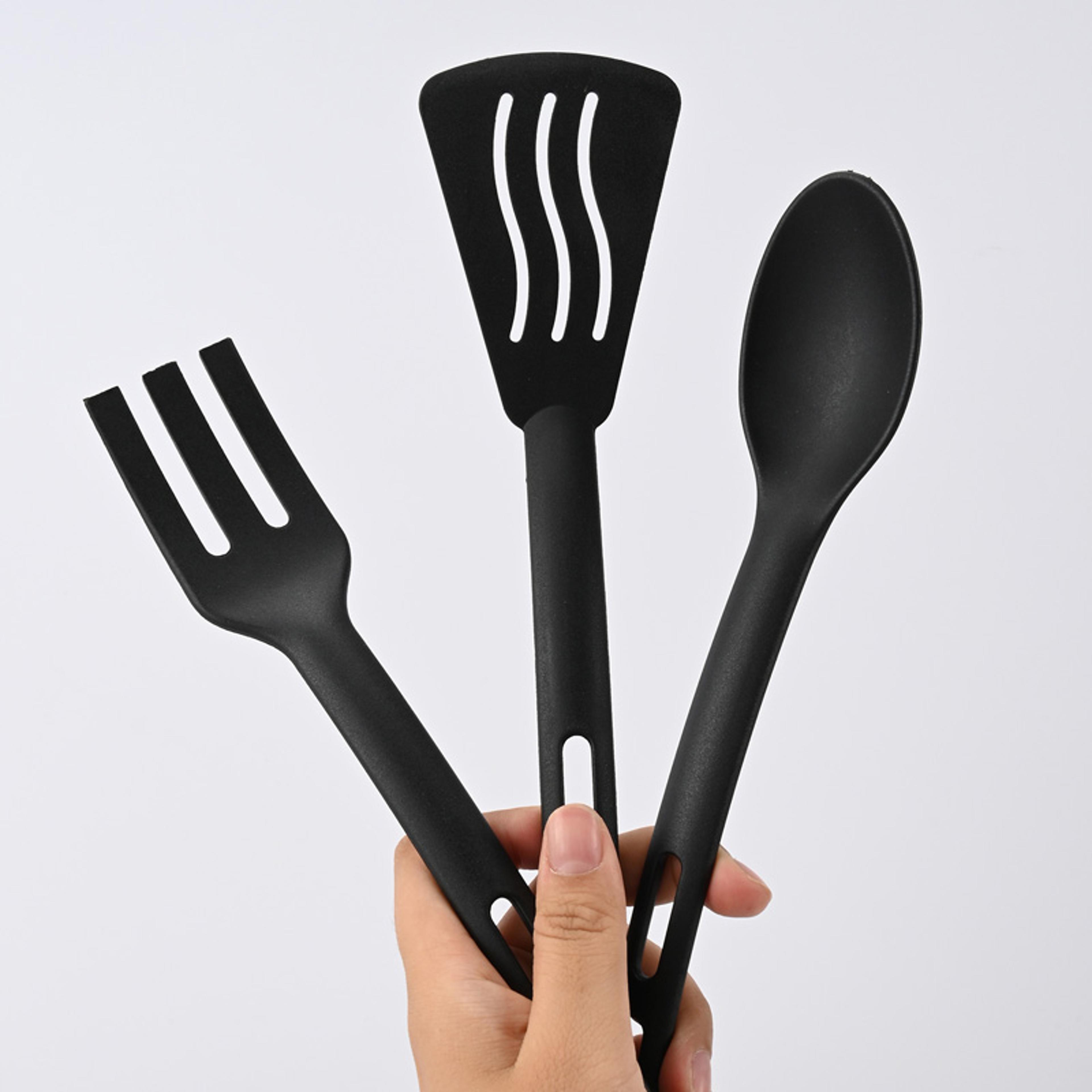 piece nylon kitchen utensil set with slotted turner spoon and fork