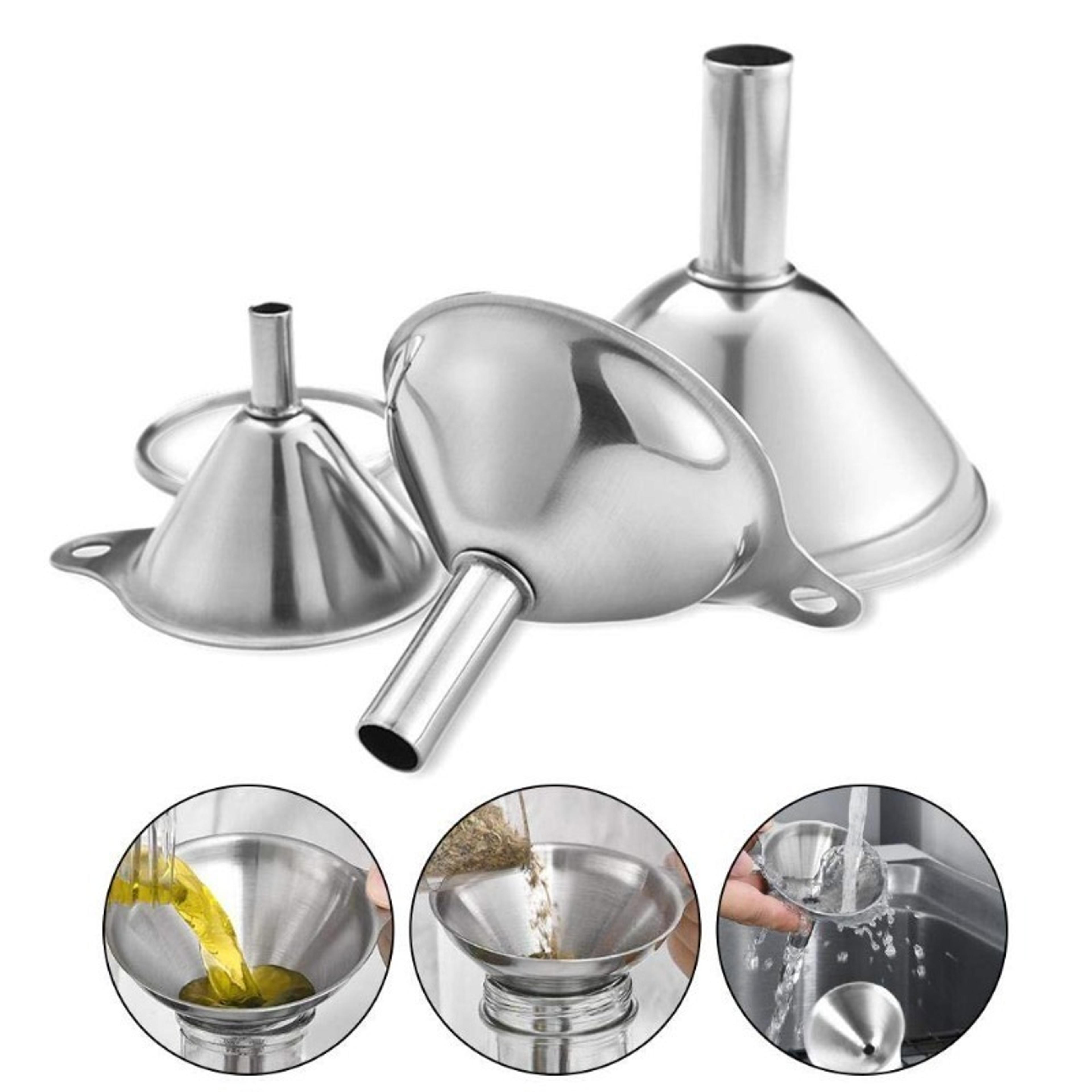 stainless steel kitchen funnel set for bottle filling and liquid transfer