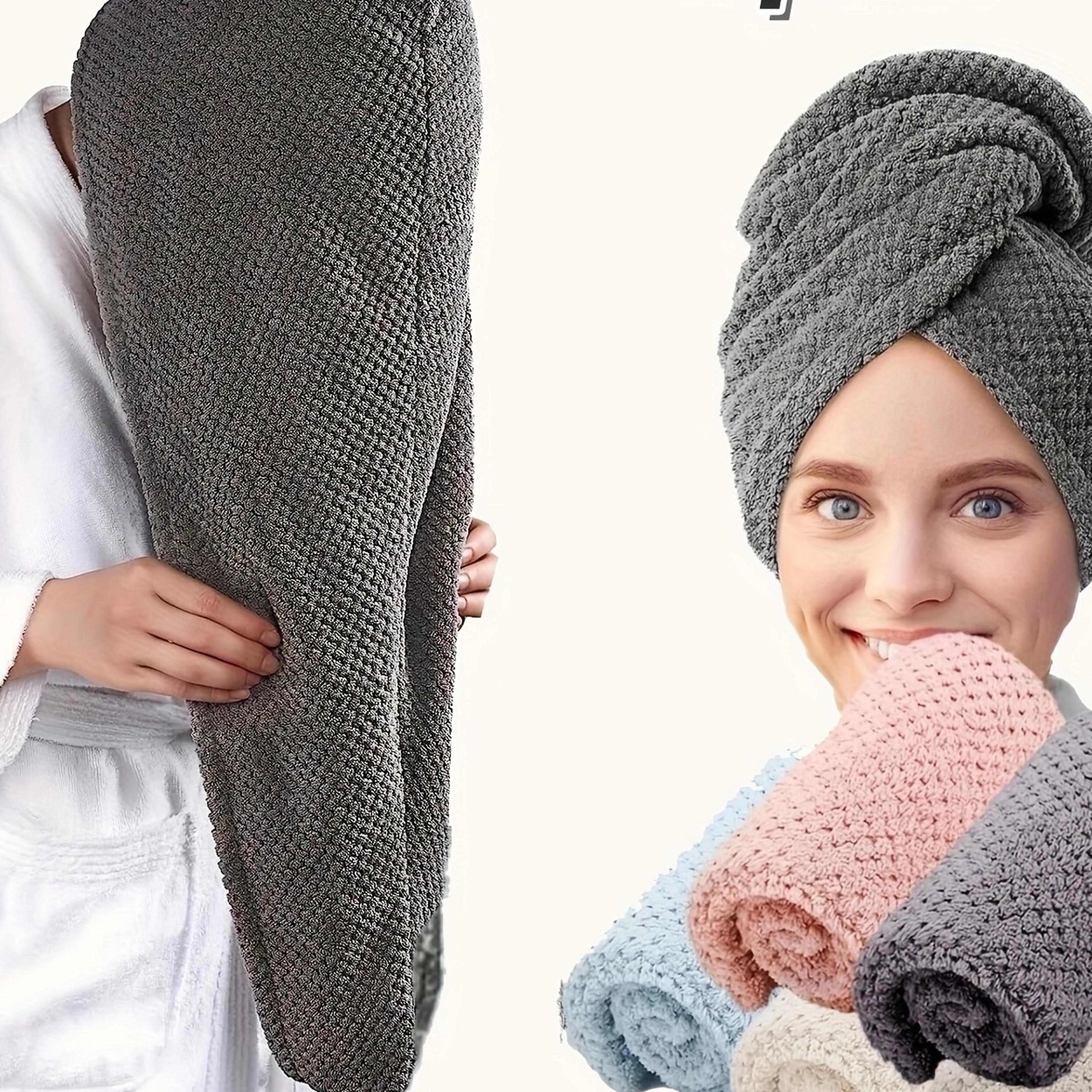 quick dry microfiber hair towel wrap with button
