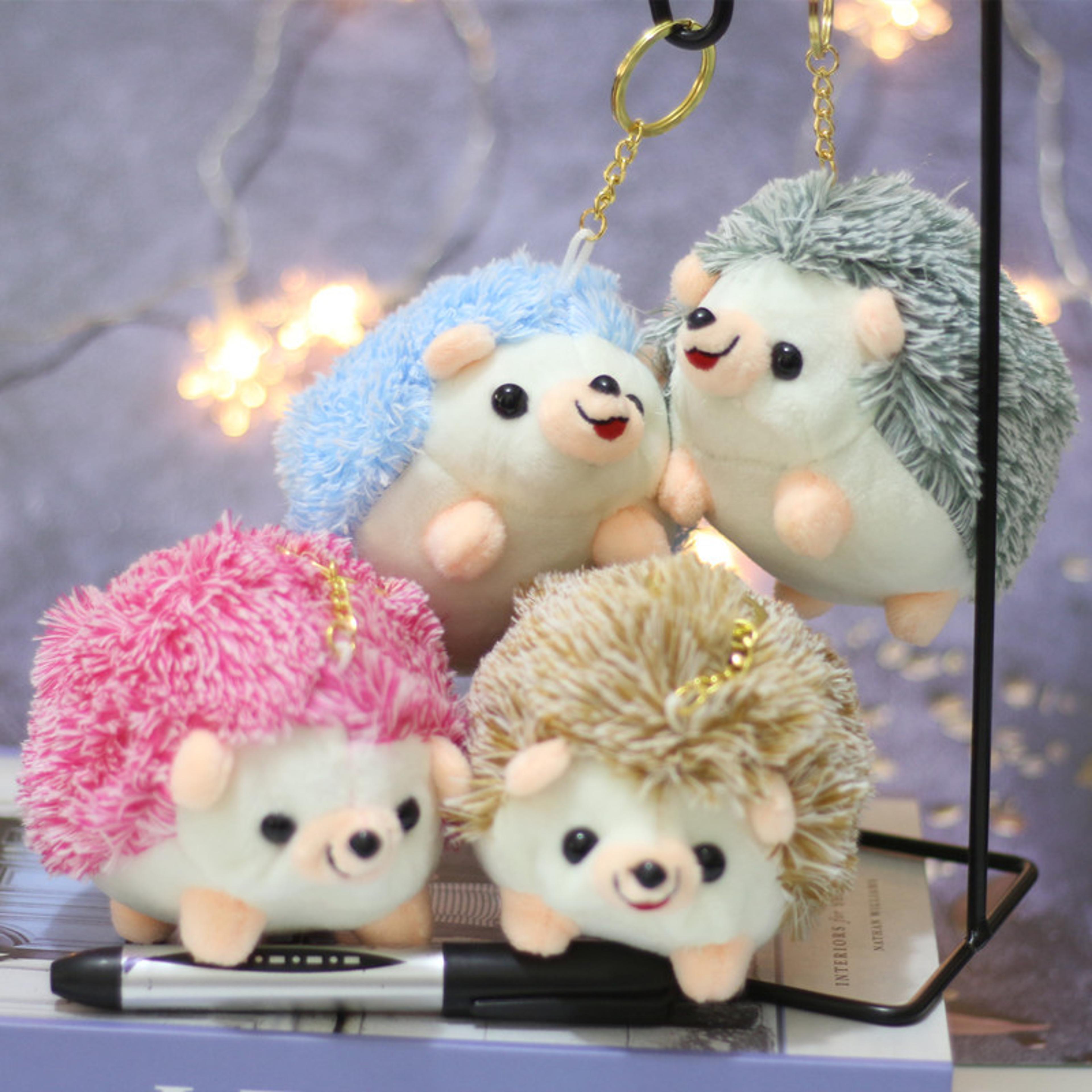 cute plush hedgehog keychain soft stuffed animal backpack charm