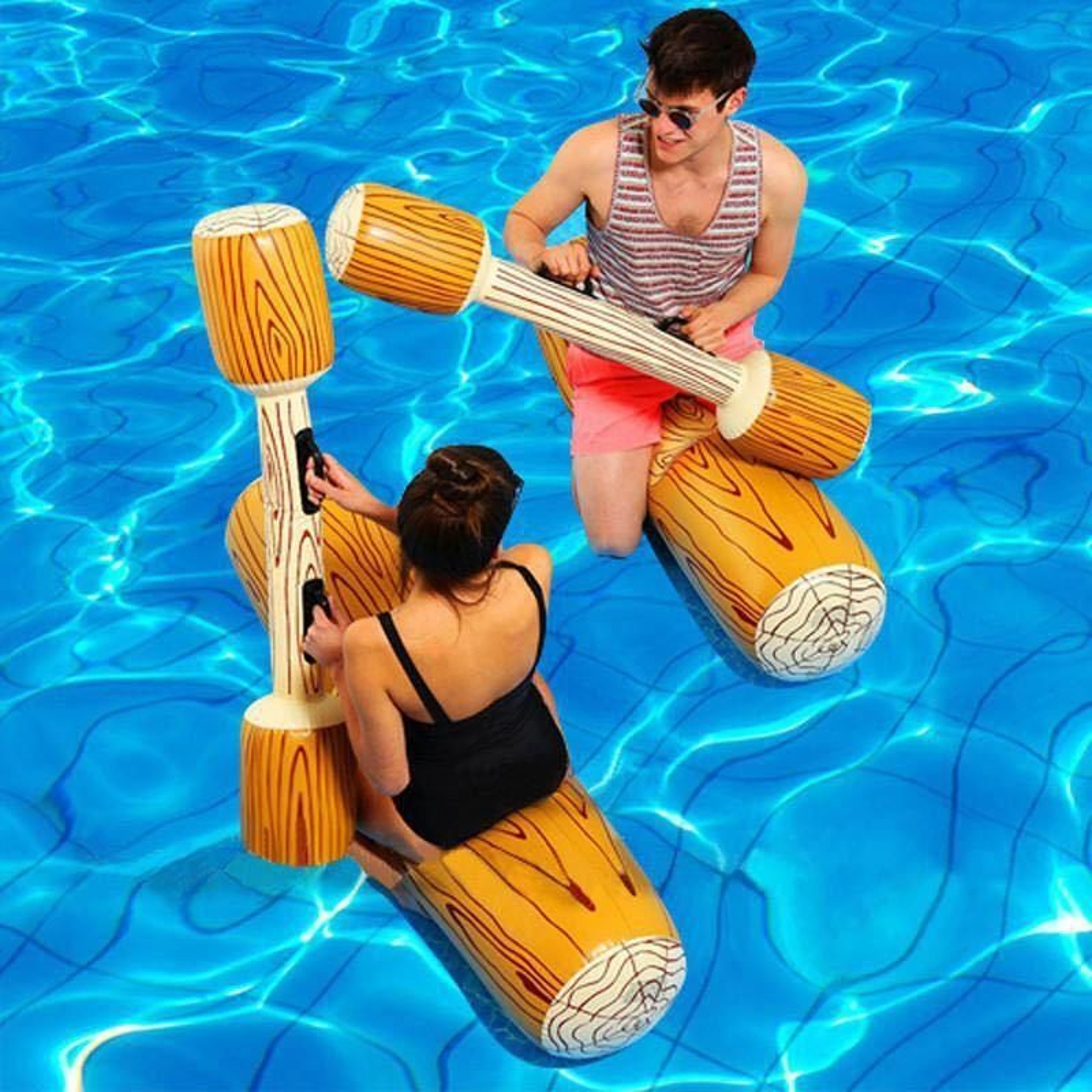 player inflatable pool battle rafts and floating water game set
