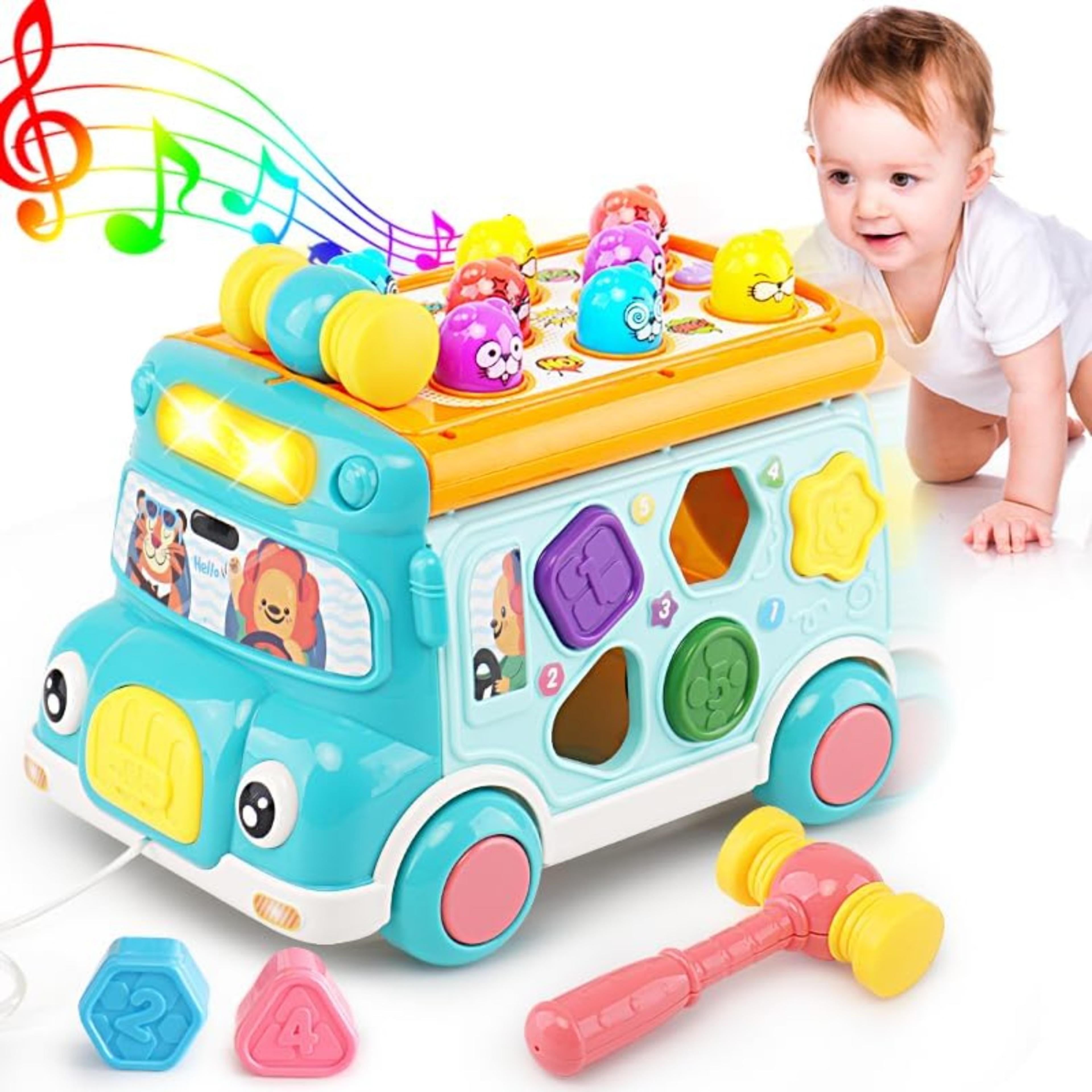 interactive music activity bus shape sorter learning toy for kids