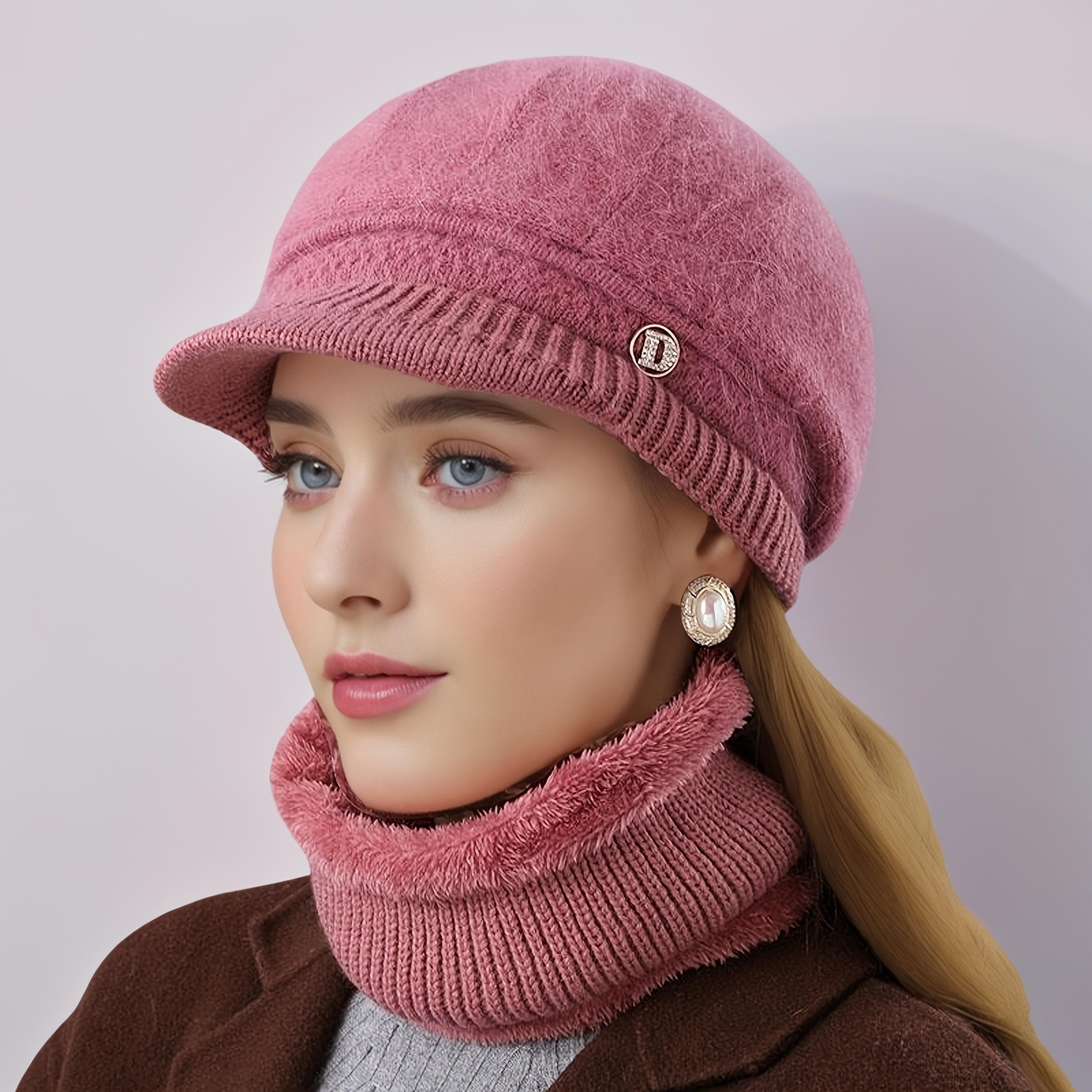 womens winter hat and scarf set warm cold weather hat with neck warmer