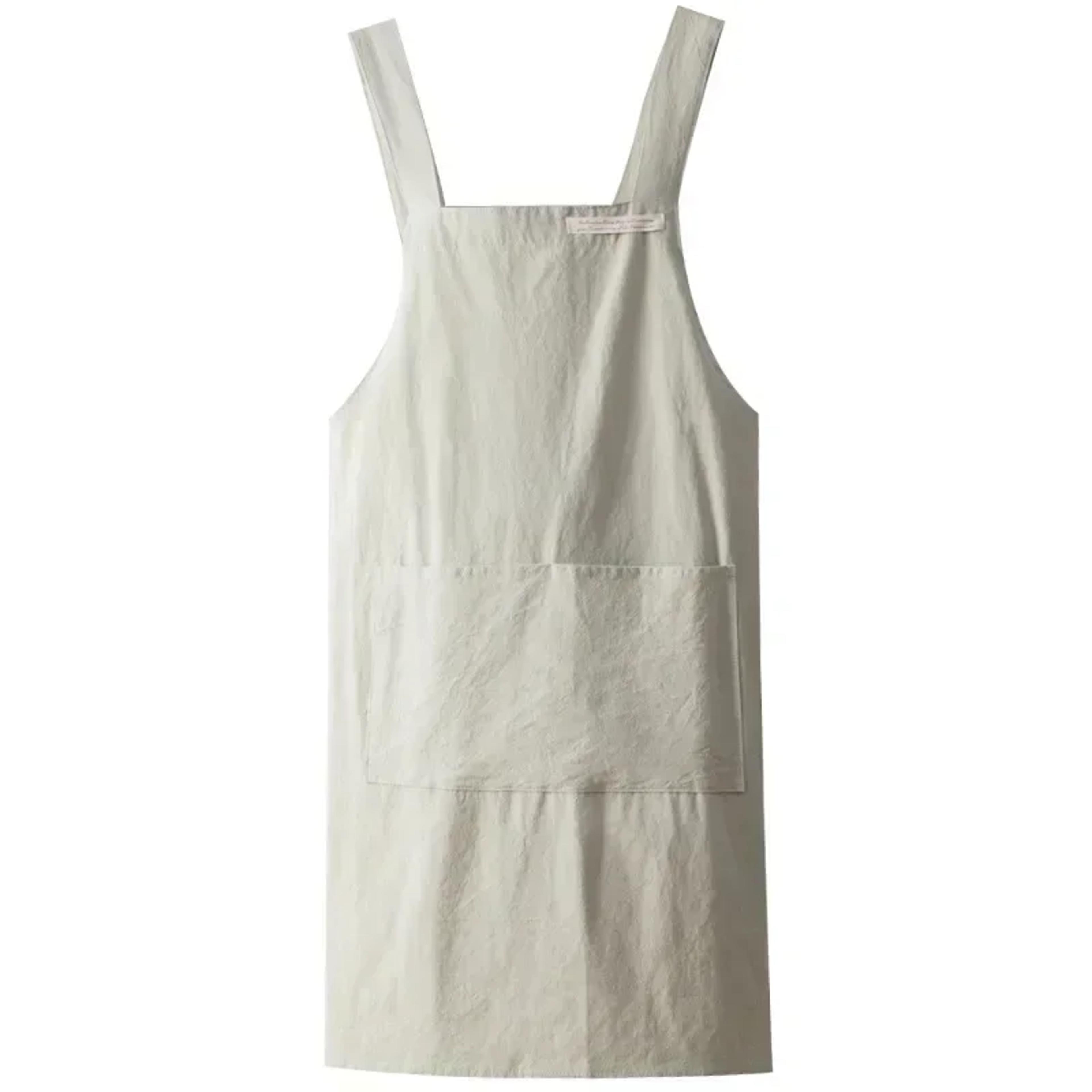 japanese style cotton linen apron for women with pockets