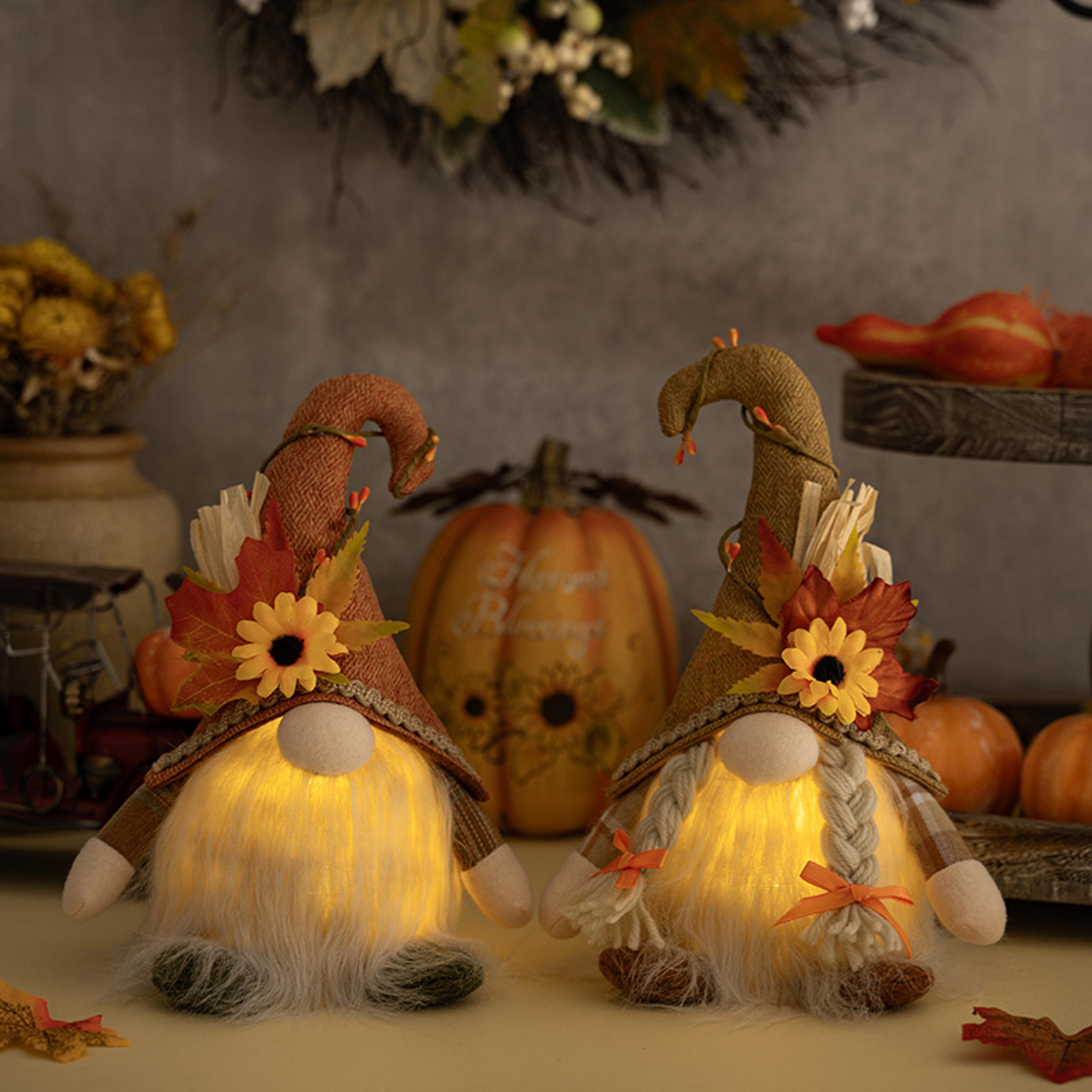 glowing fall gnome doll thanksgiving autumn home decor