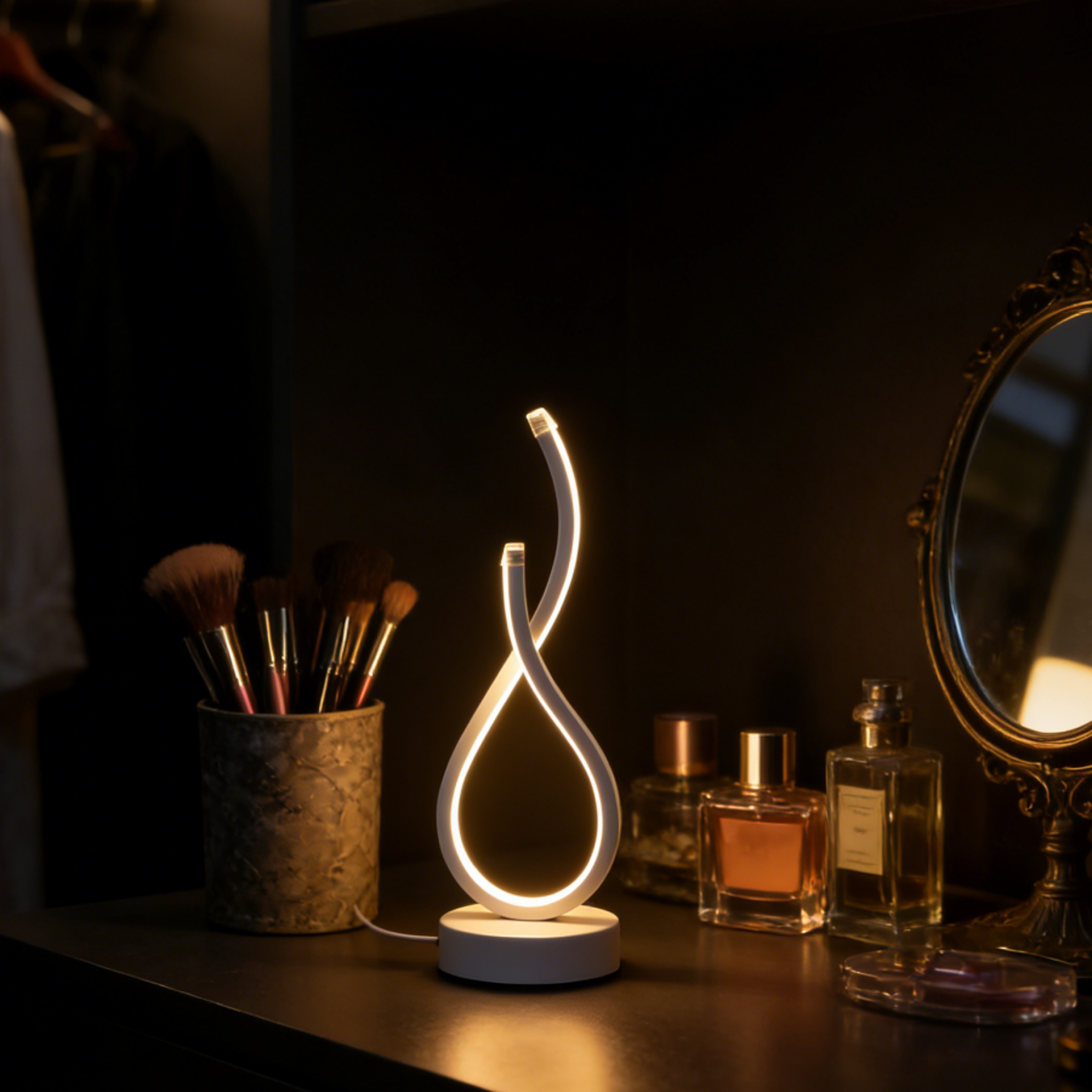 modern love gesture led desk lamp usb powered three color night light