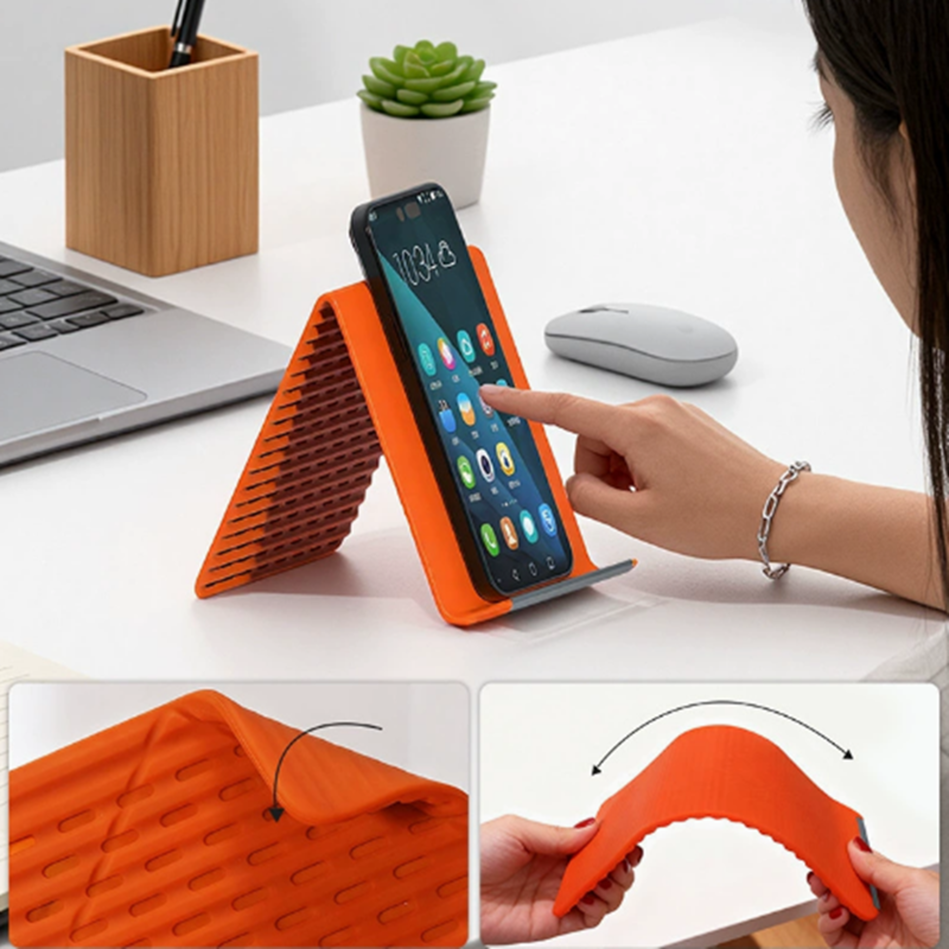 flexible silicone phone stand foldable portable phone tablet laptop holder