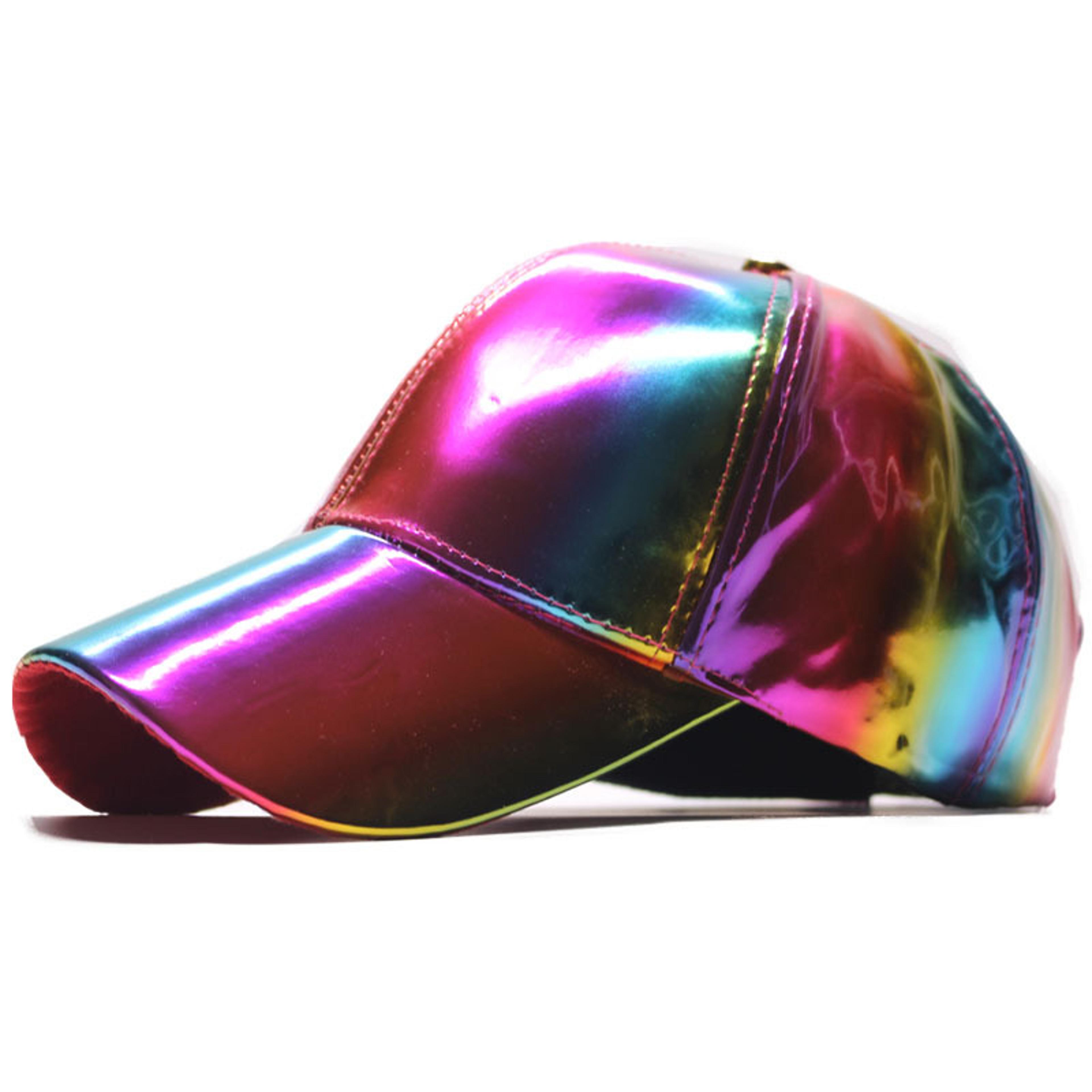 premium colorful patent leather baseball cap unisex shiny streetwear sun hat