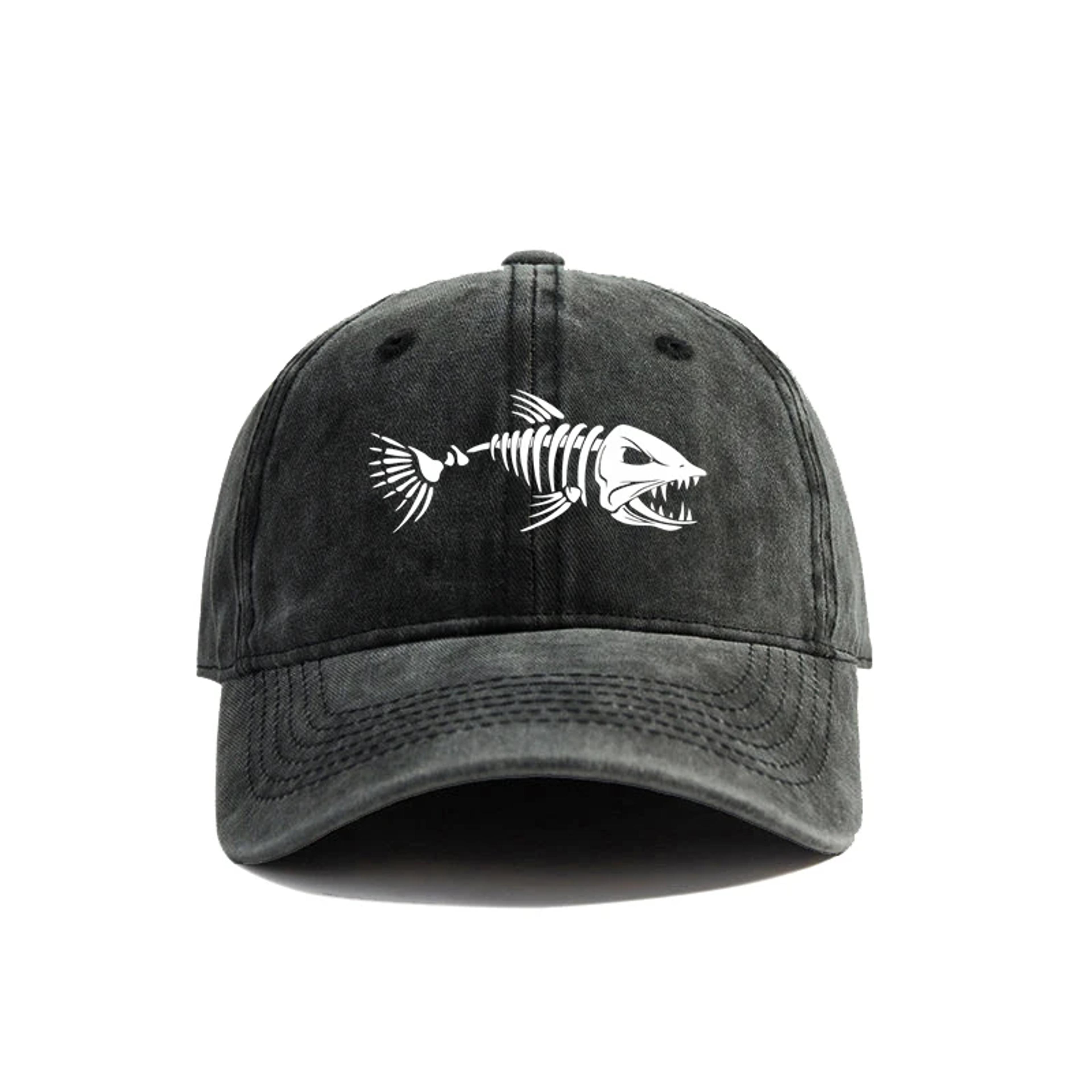 vintage fishbone baseball cap adjustable unisex dad hat