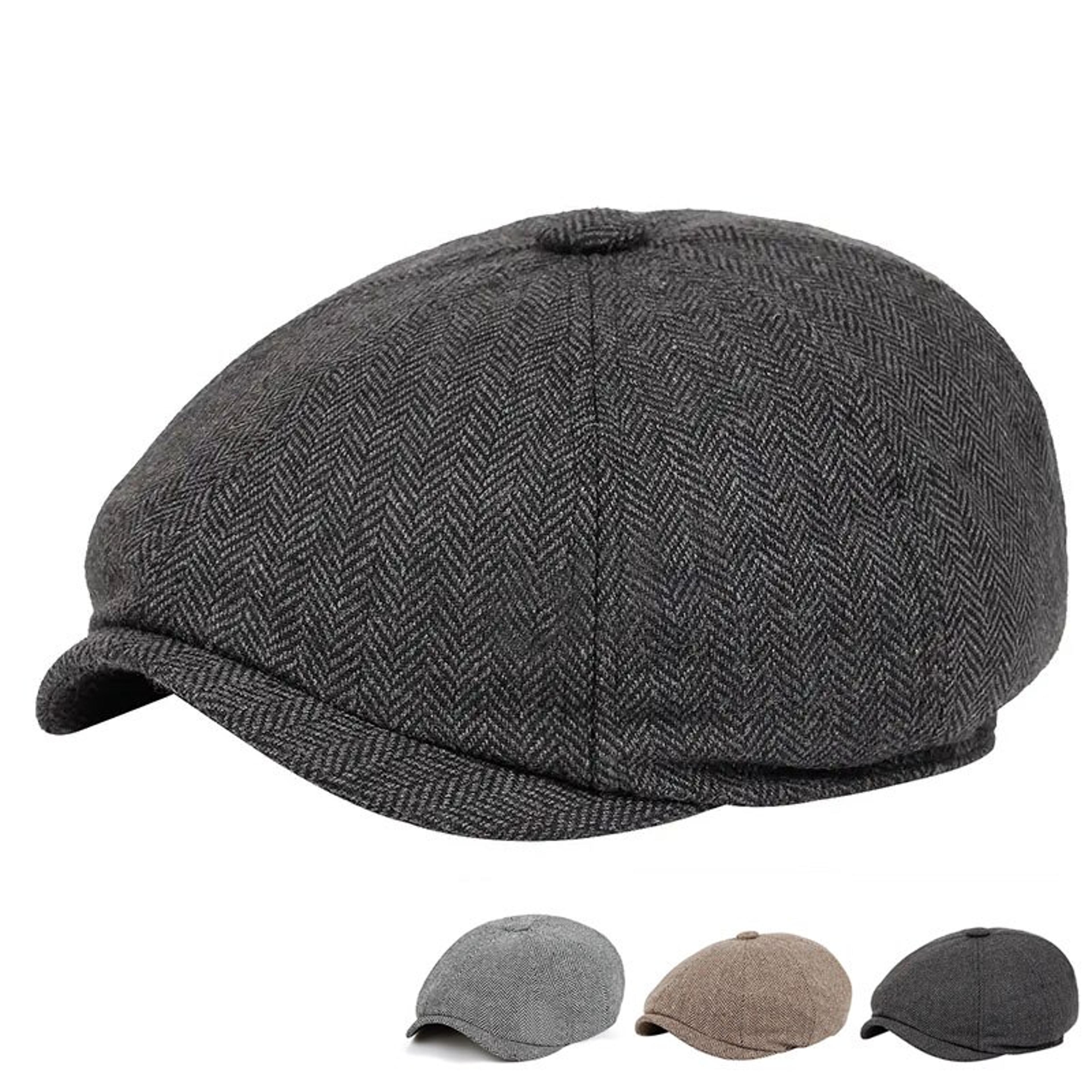product name vintage herringbone newsboy cap for men british style flat cap