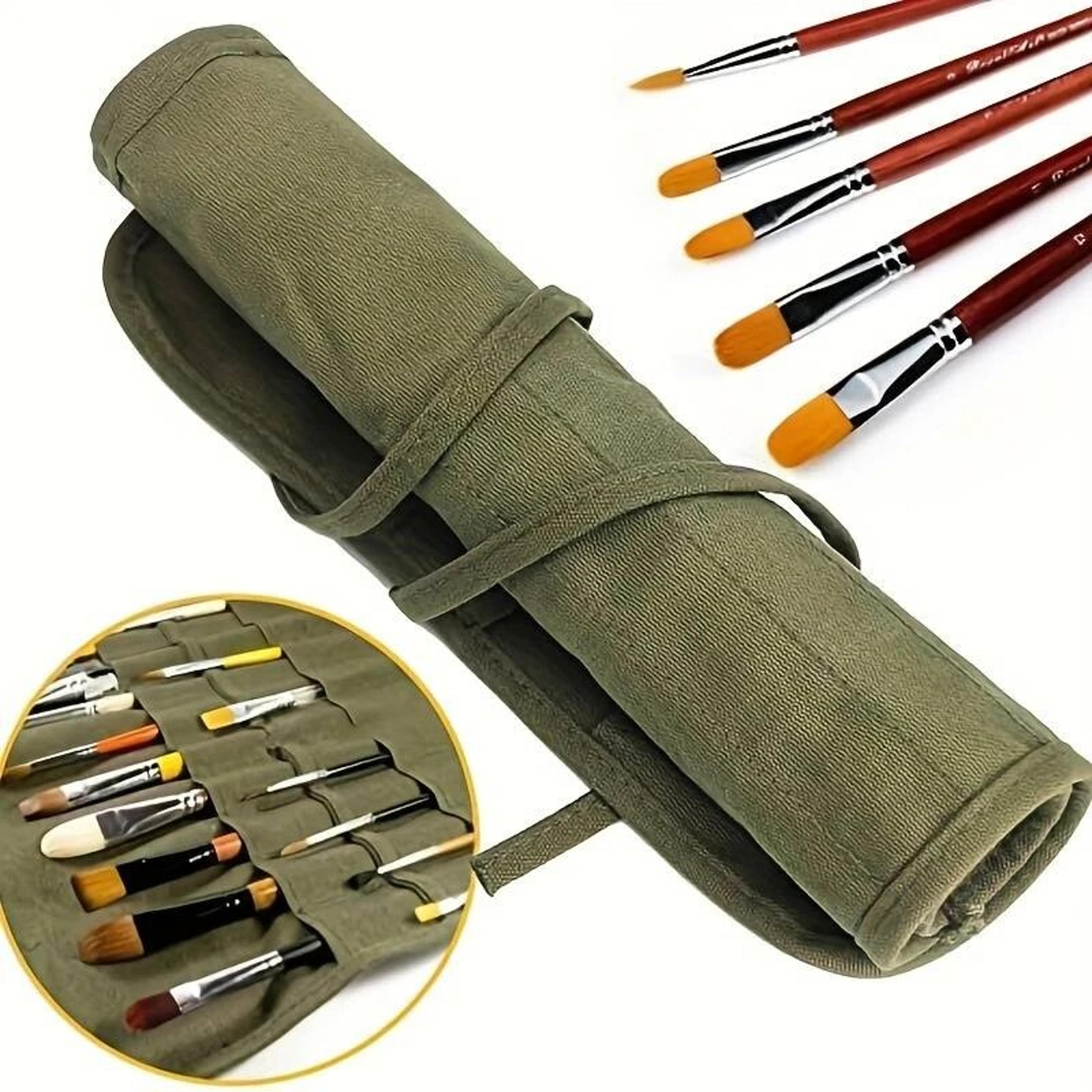 slot canvas paint brush organizer roll up brush storage bag