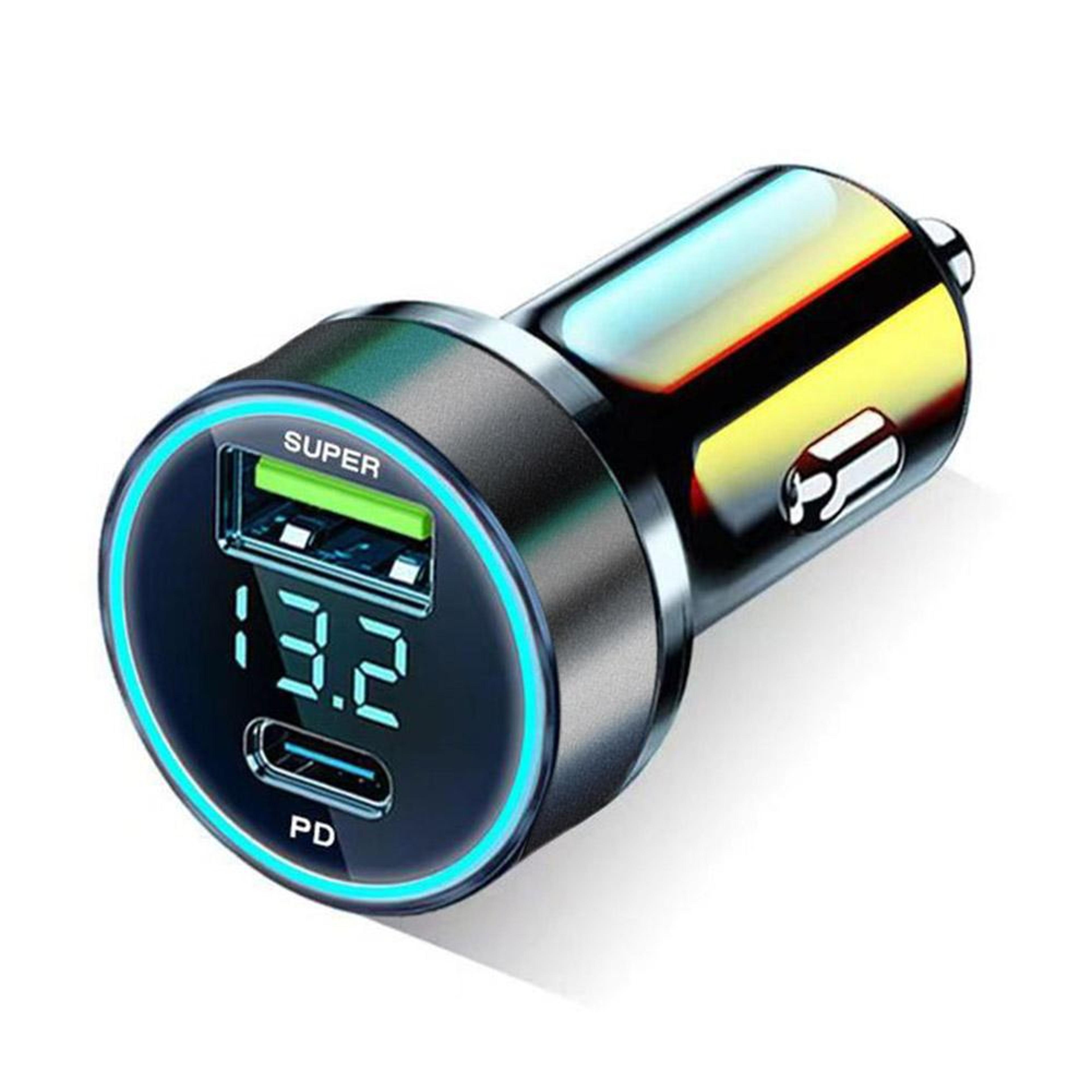 dual port usb c car charger with pd fast charging