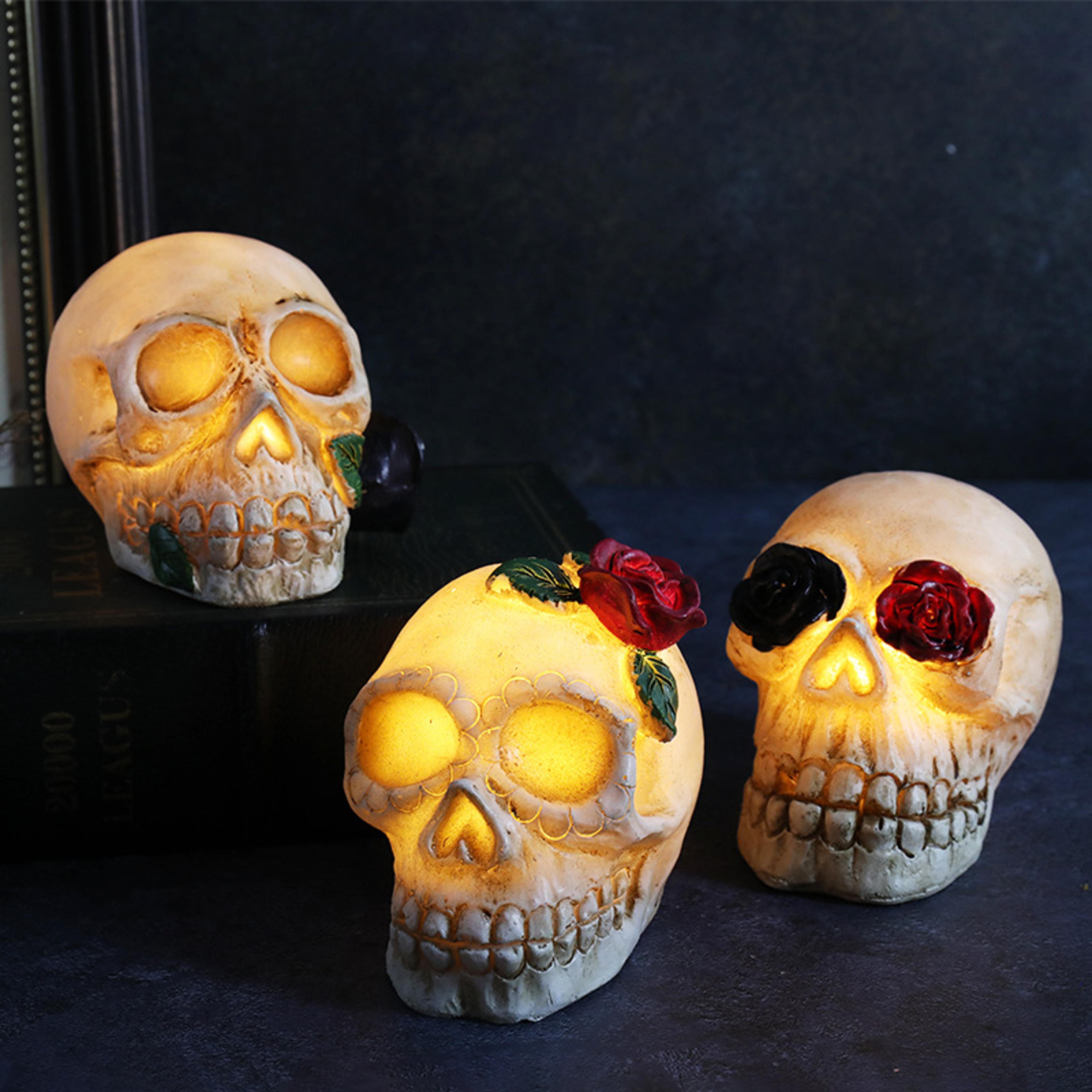 halloween rose skull resin atmosphere light for indoor outdoor decor