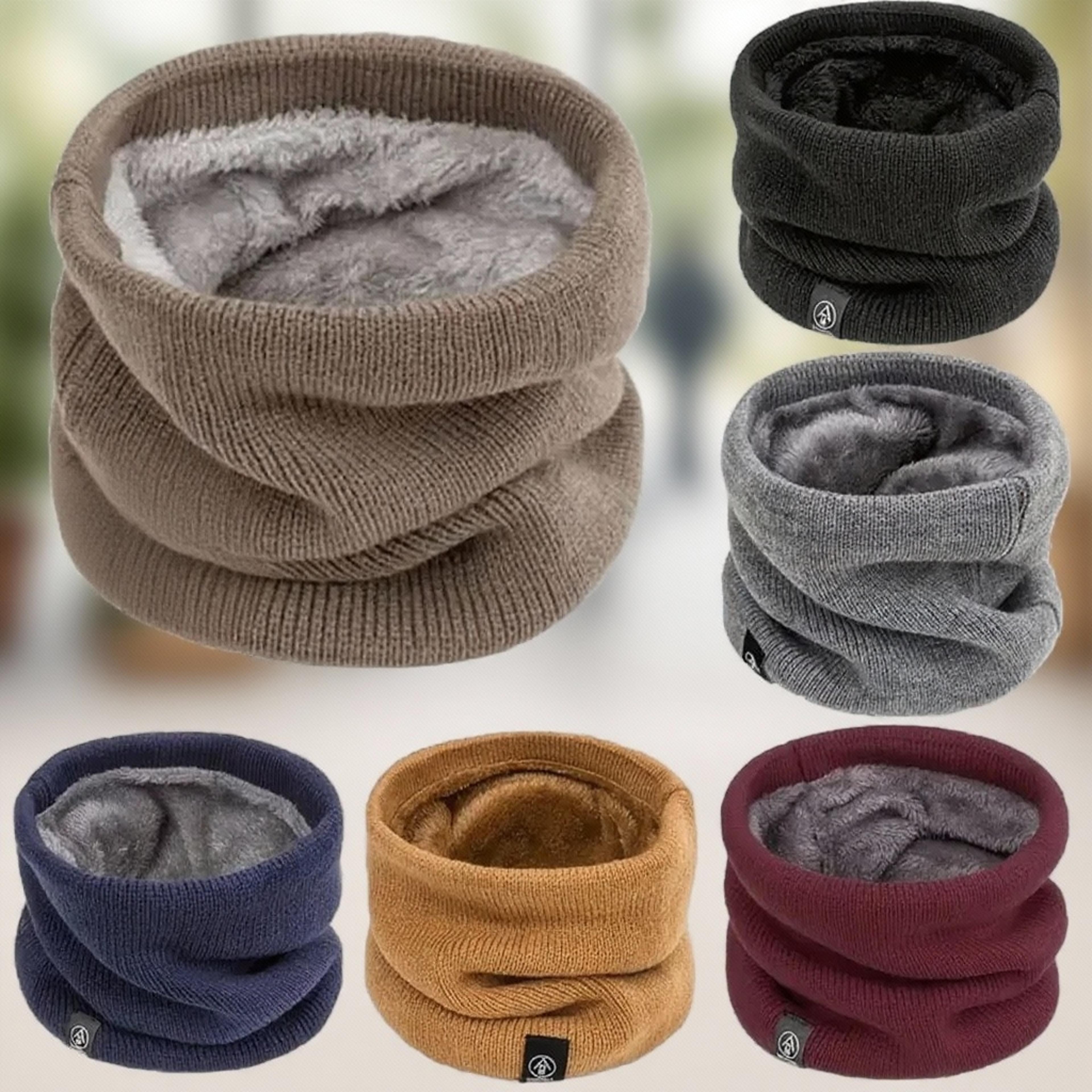 warm knitted neck gaiter thick plush winter scarf for outdoor sports