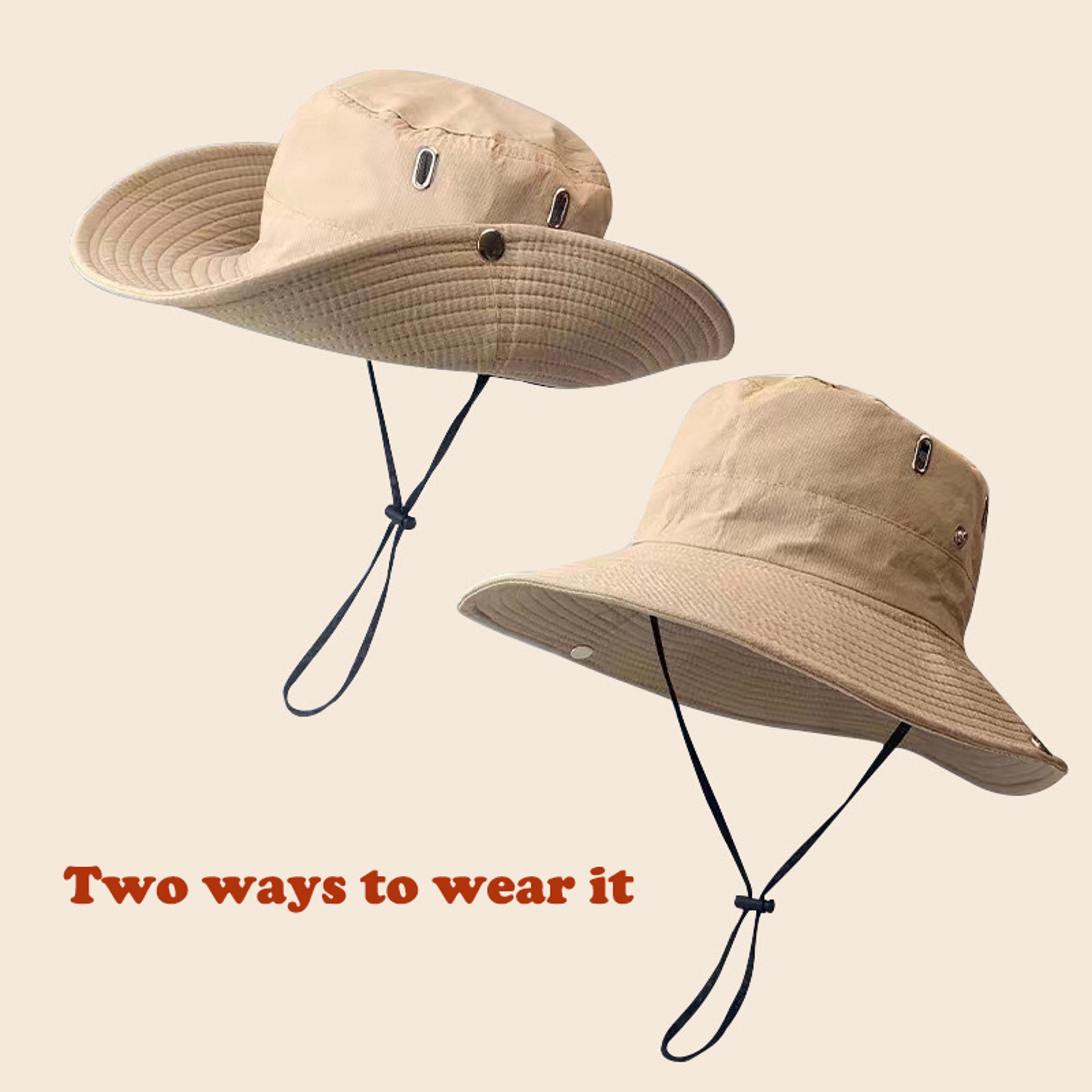 unisex wide brim sun hat with adjustable chin strap for fishing hiking and hunting