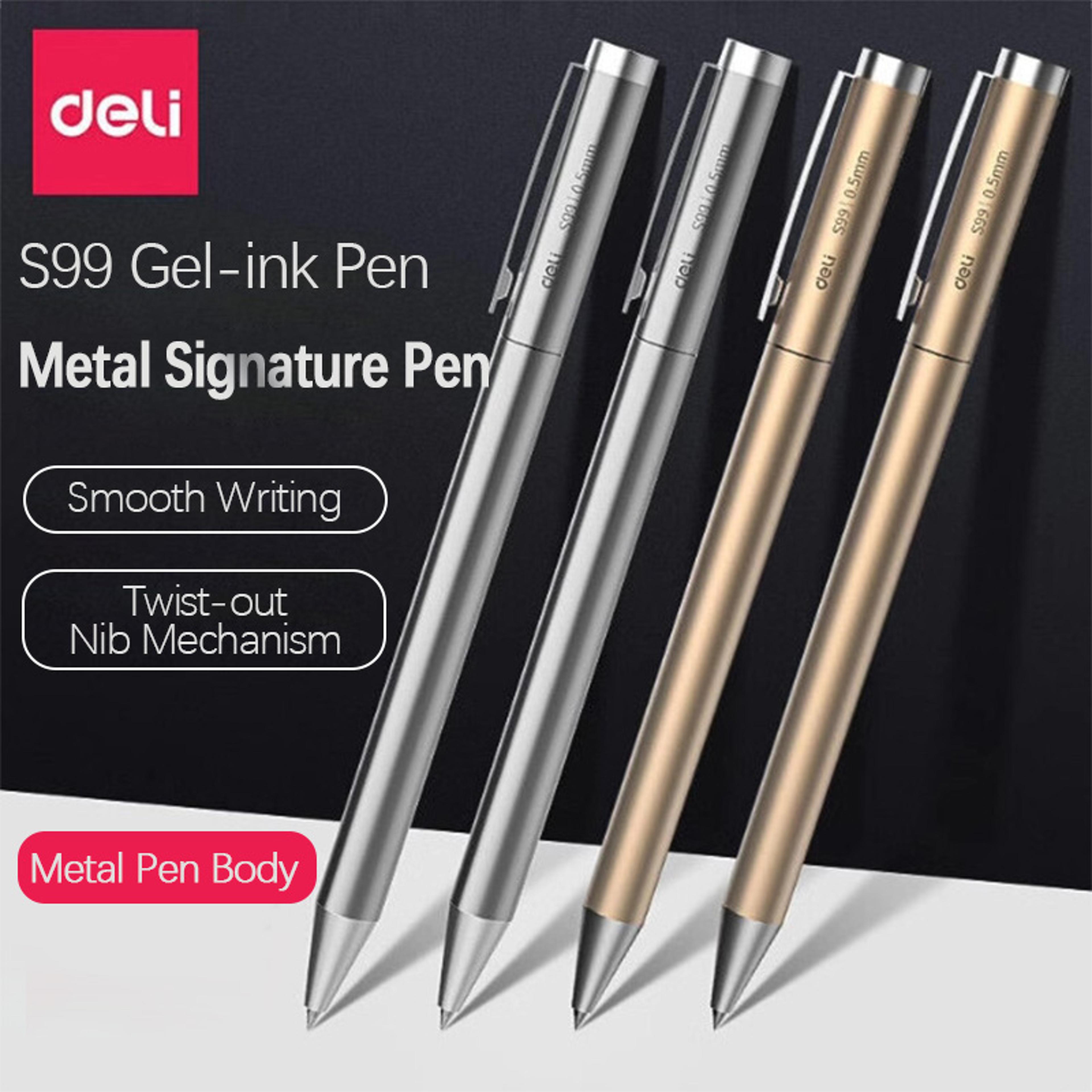 rotating metal gel pen with refillable black ink for office school and study
