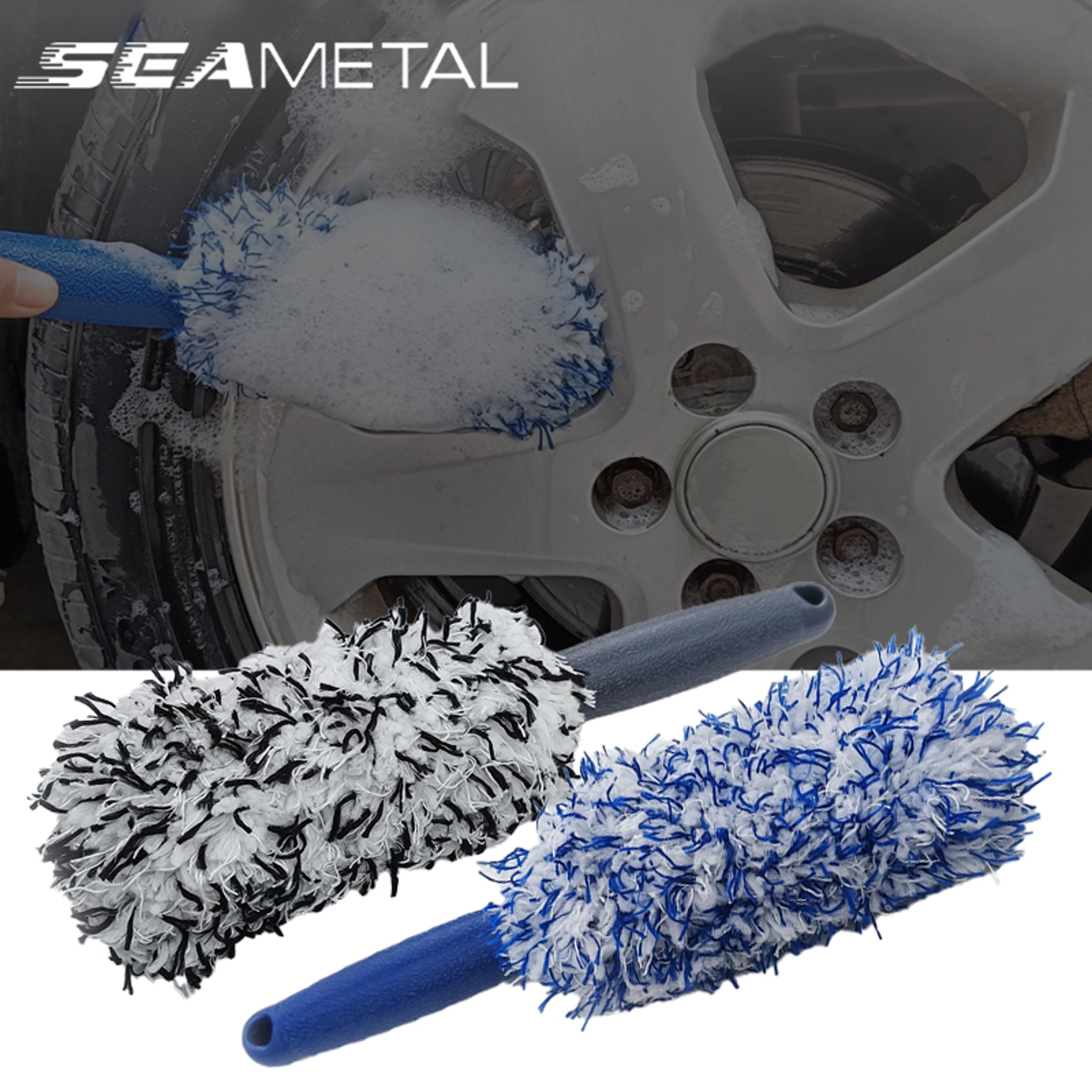 portable plush car wheel cleaning brush for rims and tires