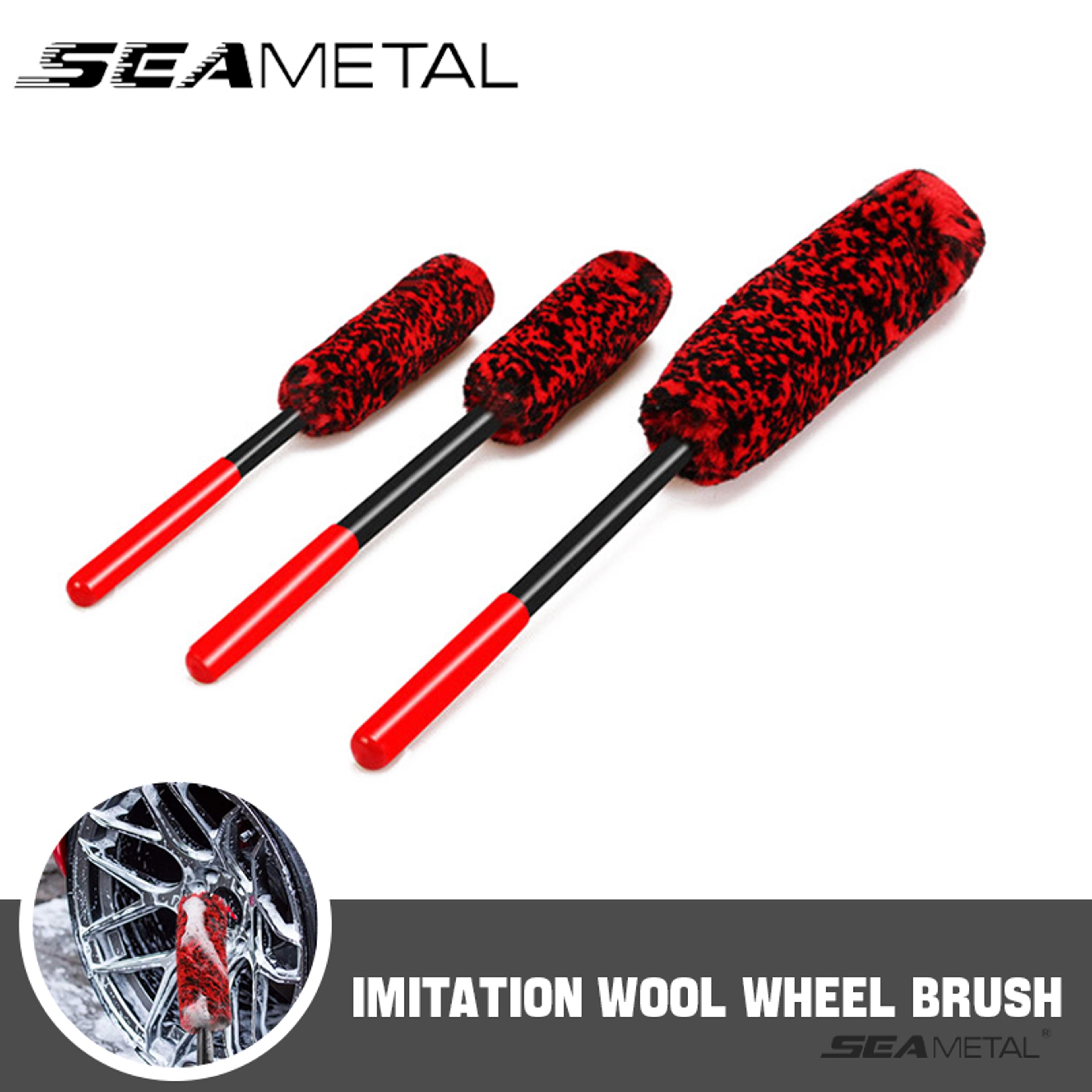 long handle bendable car wheel cleaning brush with plush imitation wool