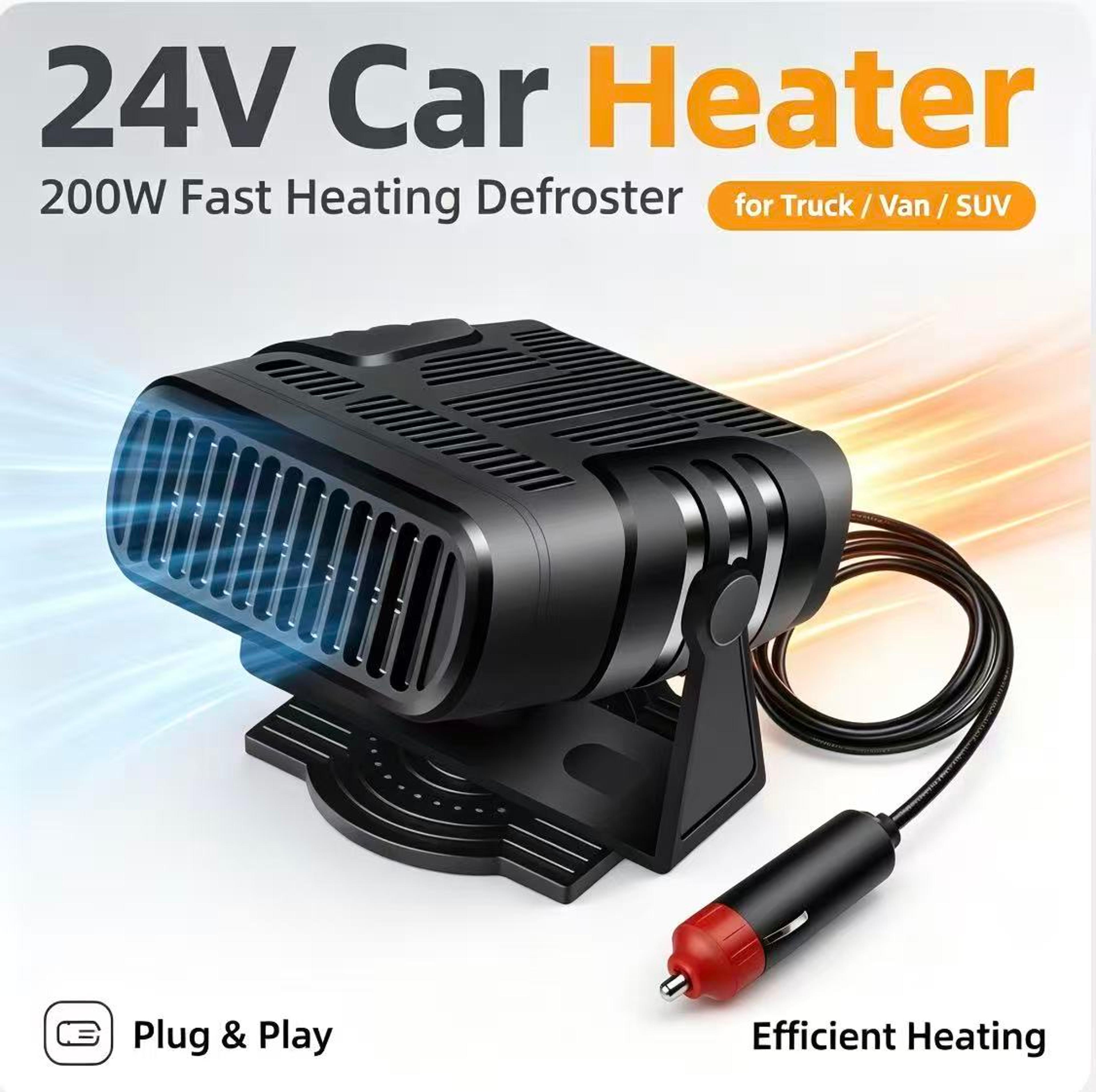 portable car heater with 360° rotating windshield defroster fan