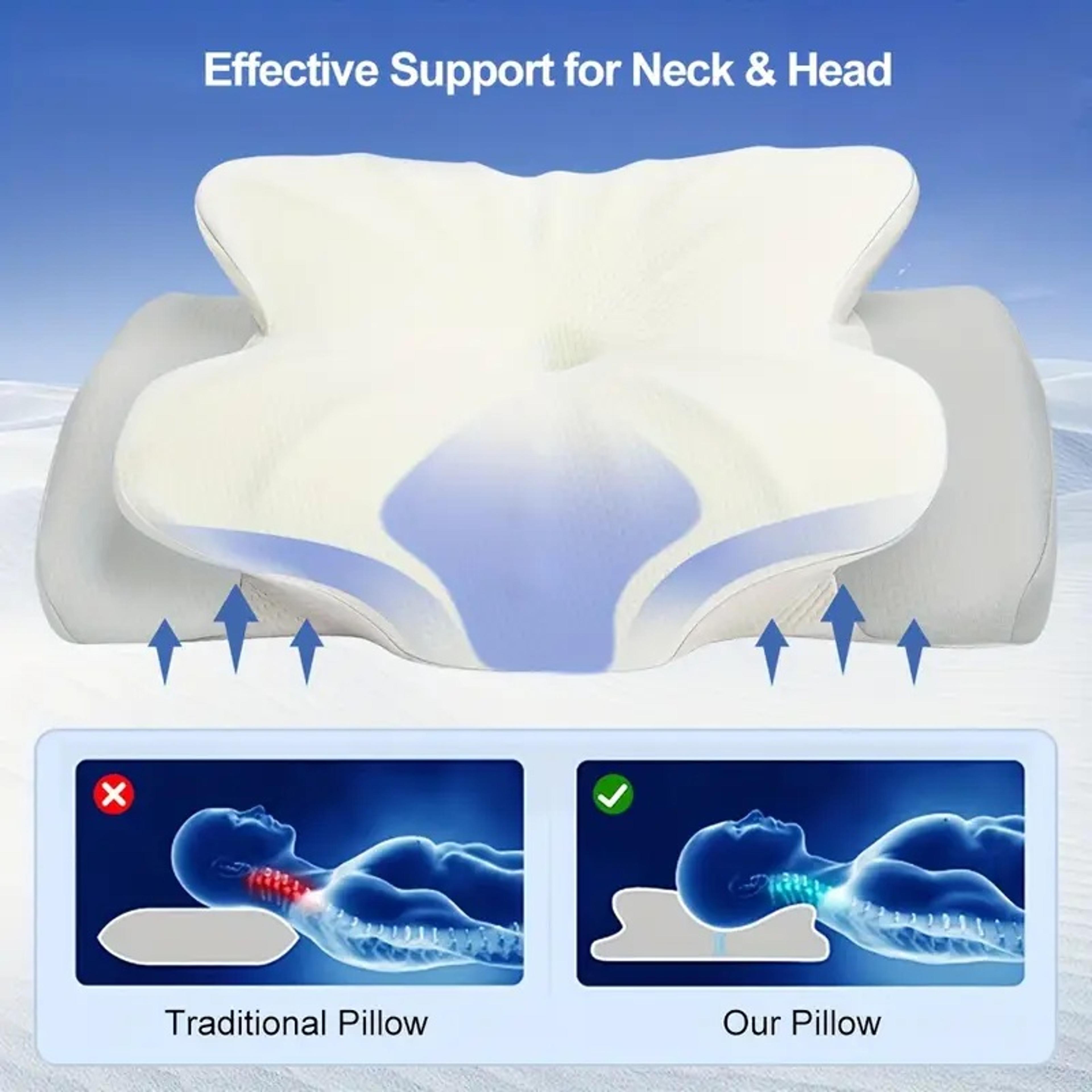 ergonomic memory foam neck support pillow with soft cooling surface