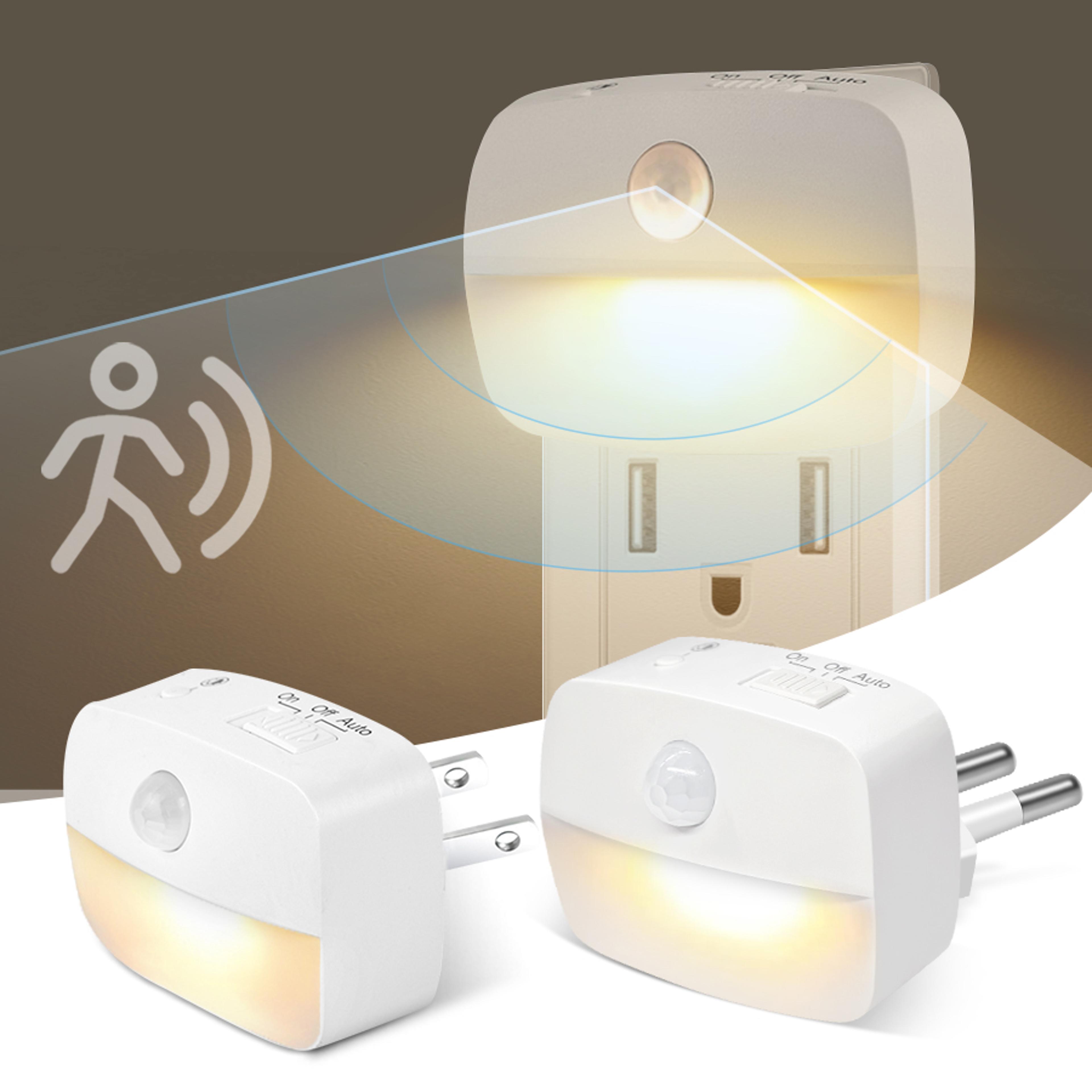 motion sensor led night light dimmable plug-in lamp with light colors
