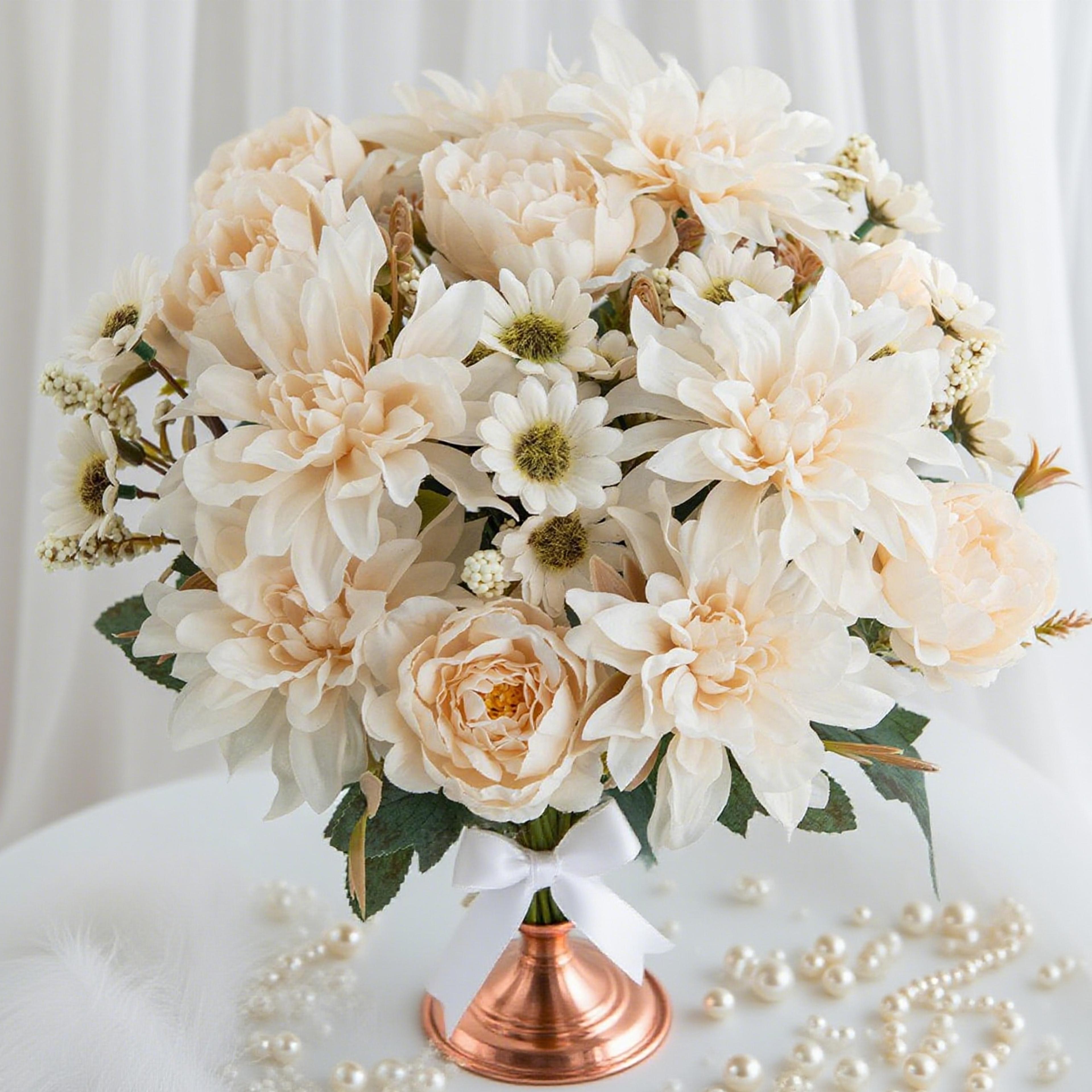 artificial silk lotus flower bouquet for wedding and home decor