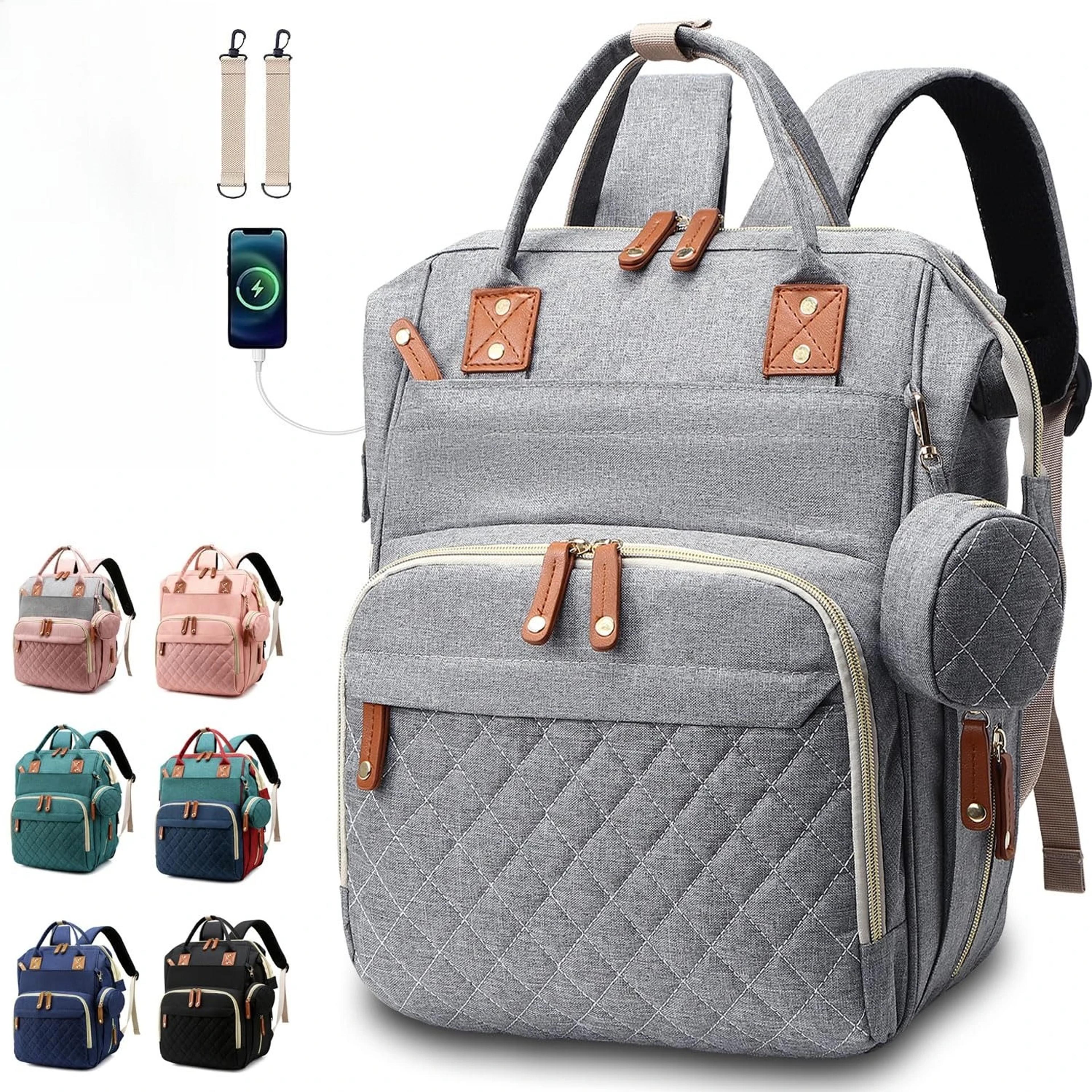 travel diaper bag backpack with changing pad and pacifier case