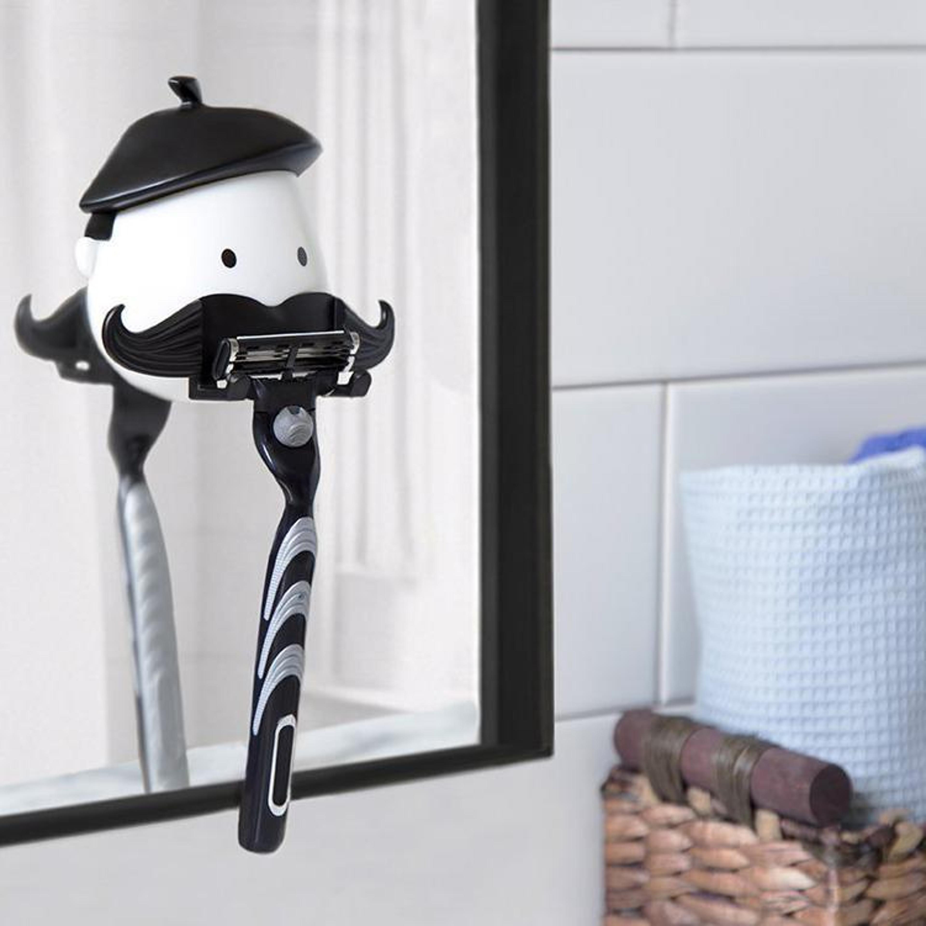 mr. mustache razor holder - perfect gift for men's grooming & bathroom organizatio