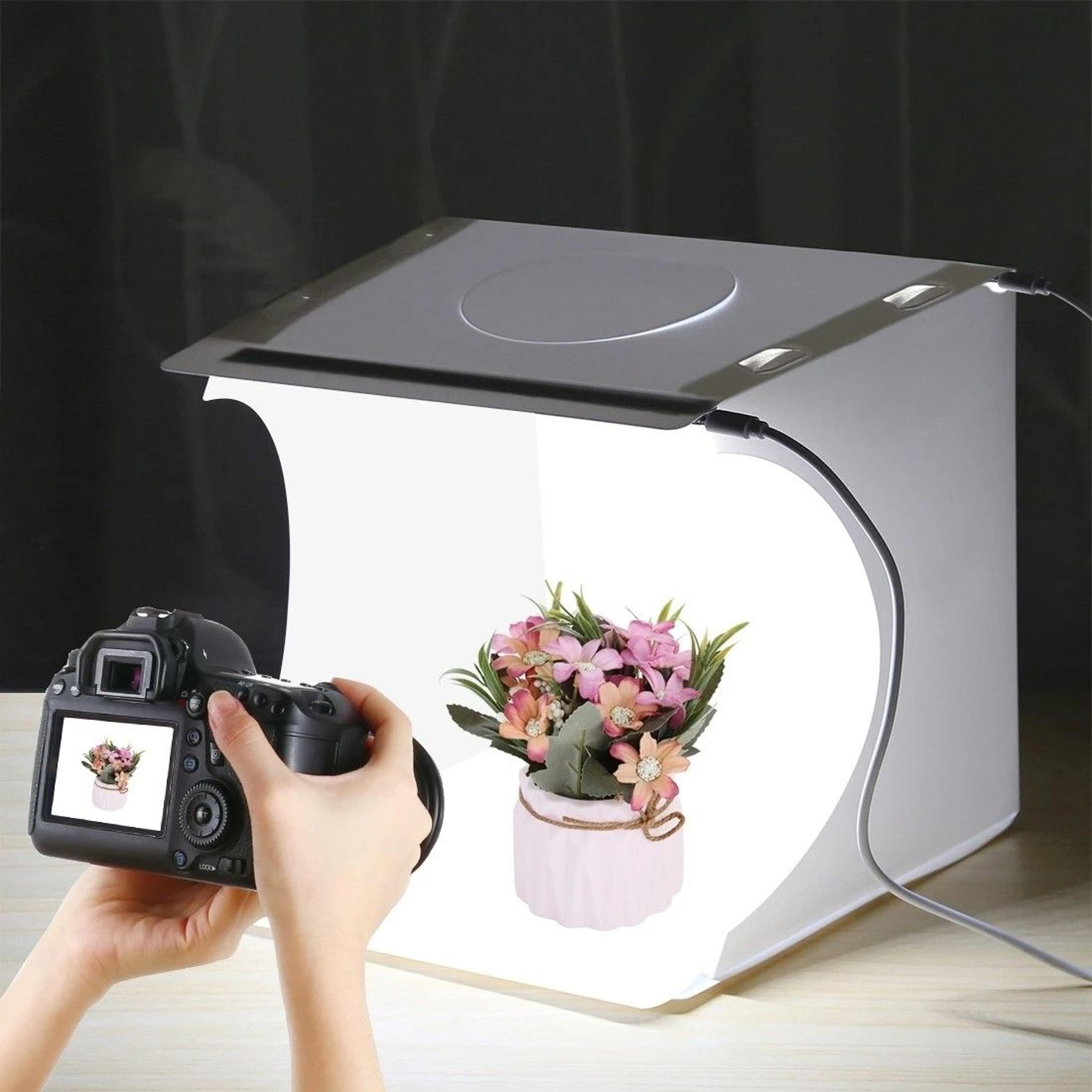 portable led photo studio light box with 6 backdrops