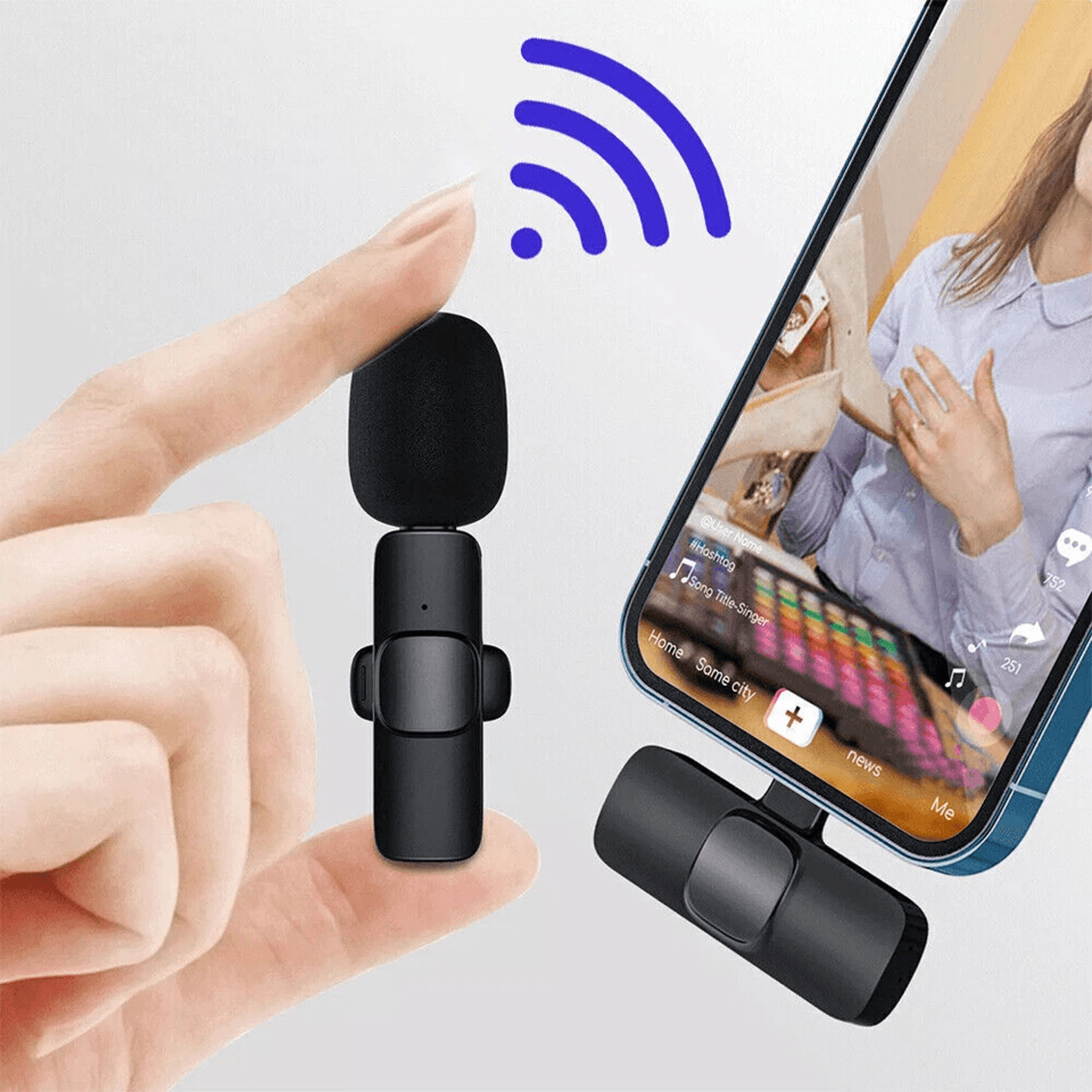 mini wireless lavalier mic, audio video recording microphone for iphone vlogging & interviews