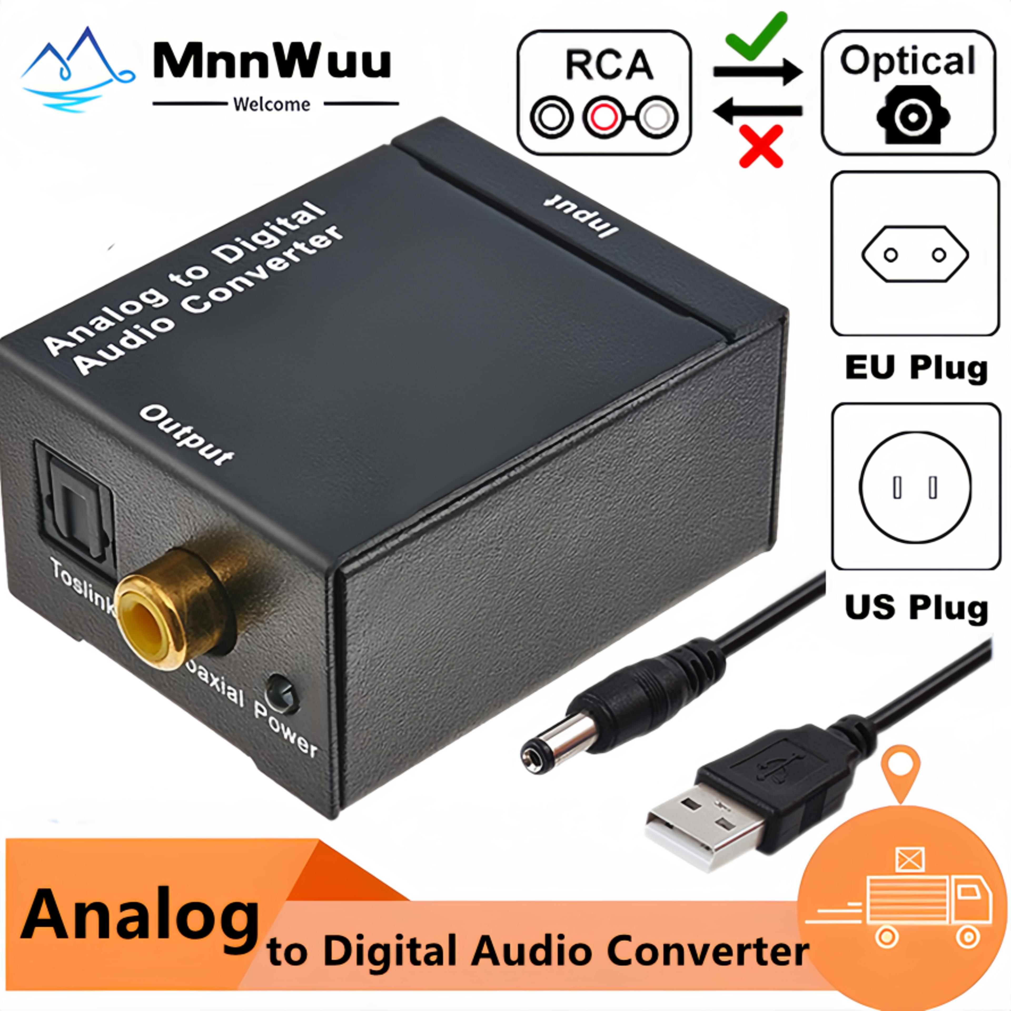 analog digital fiber toslink coaxial audio converter, rca to optical toslink adapter, adc analog to digital audio conver
